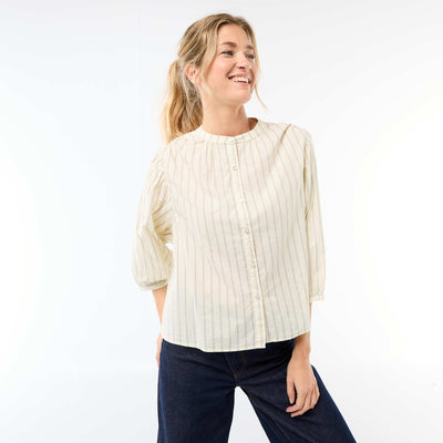 Chemise à col mao et manches 3/4 JAUNE