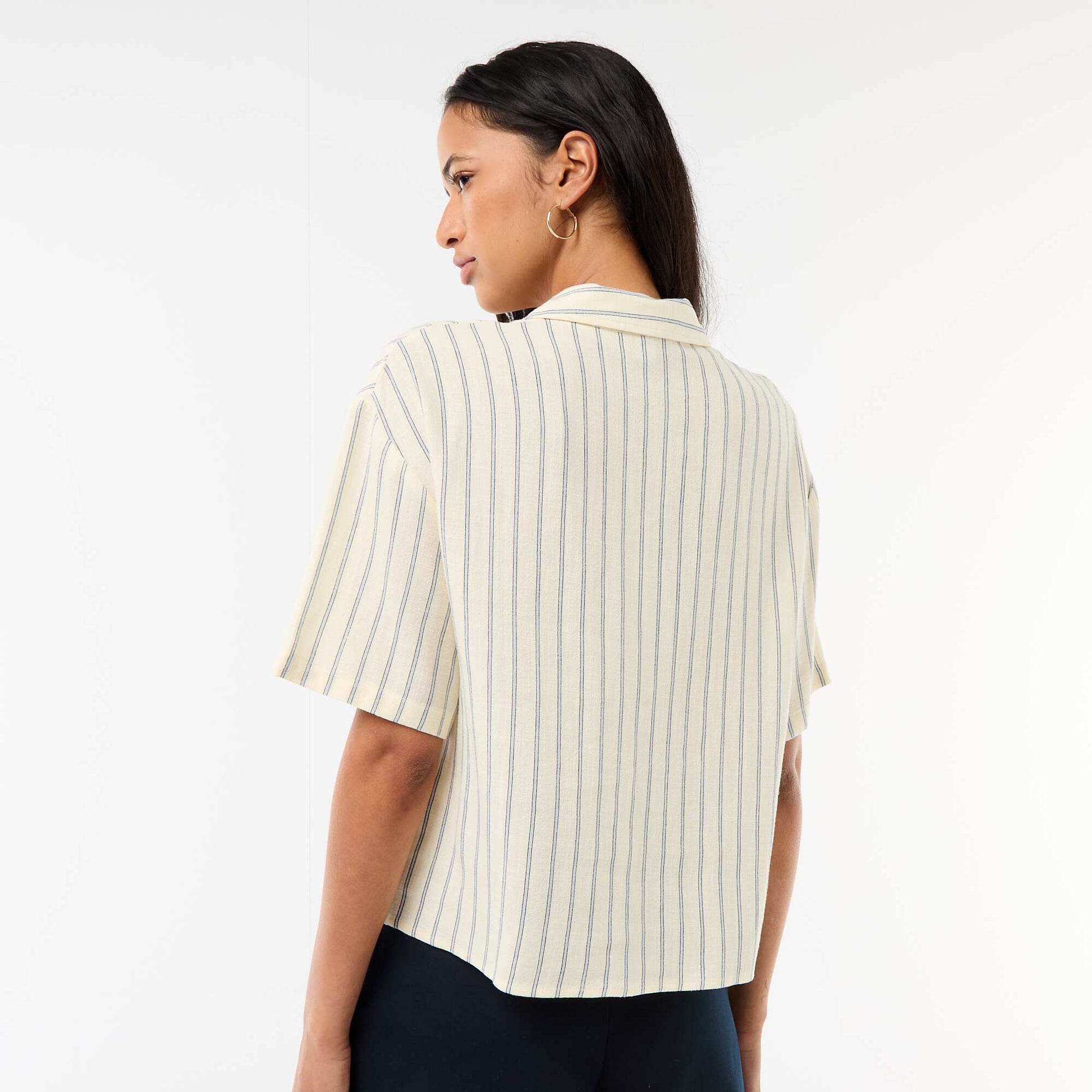 Chemise unie à manches courtes JAUNE