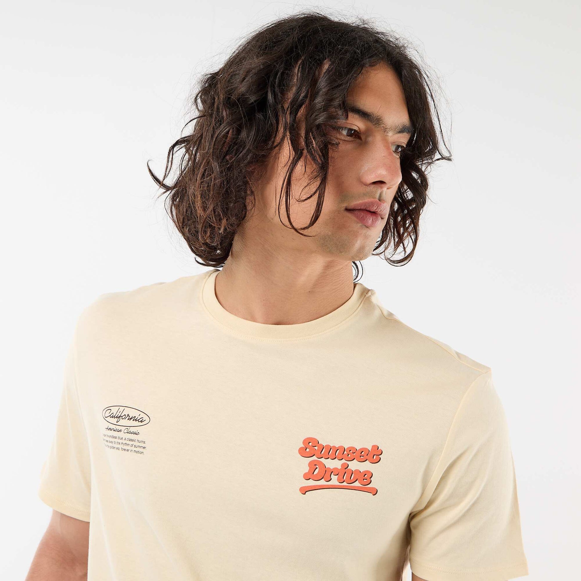 Tee-shirt imprimé recto/verso à manches courtes BEIGE