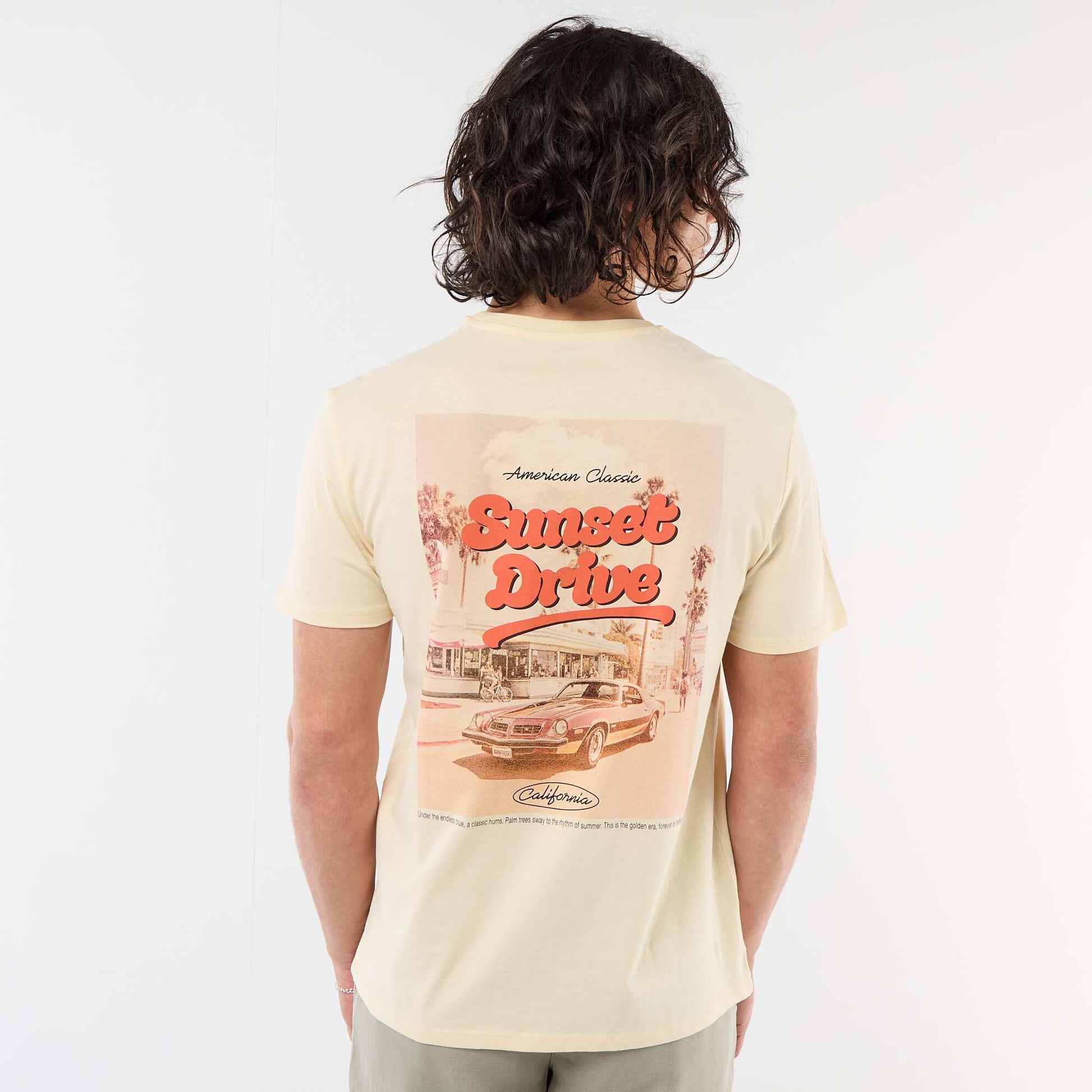 Tee-shirt imprimé recto/verso à manches courtes BEIGE