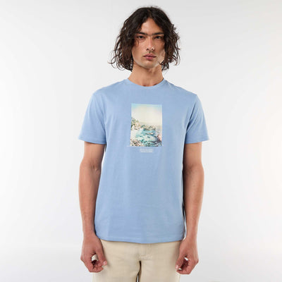Tee-shirt imprimé recto/verso à manches courtes BLEU