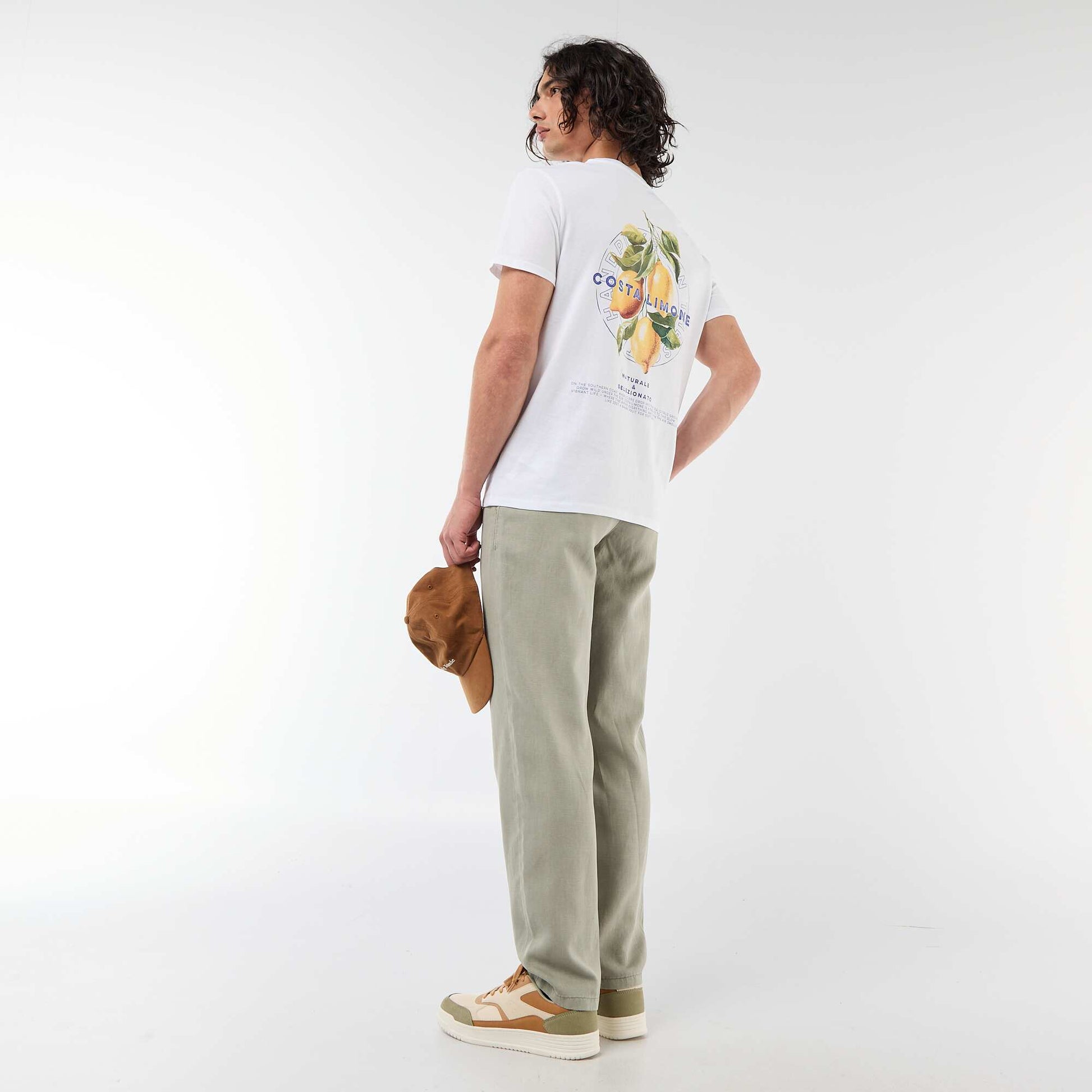 Tee-shirt imprimé recto/verso à manches courtes BLANC