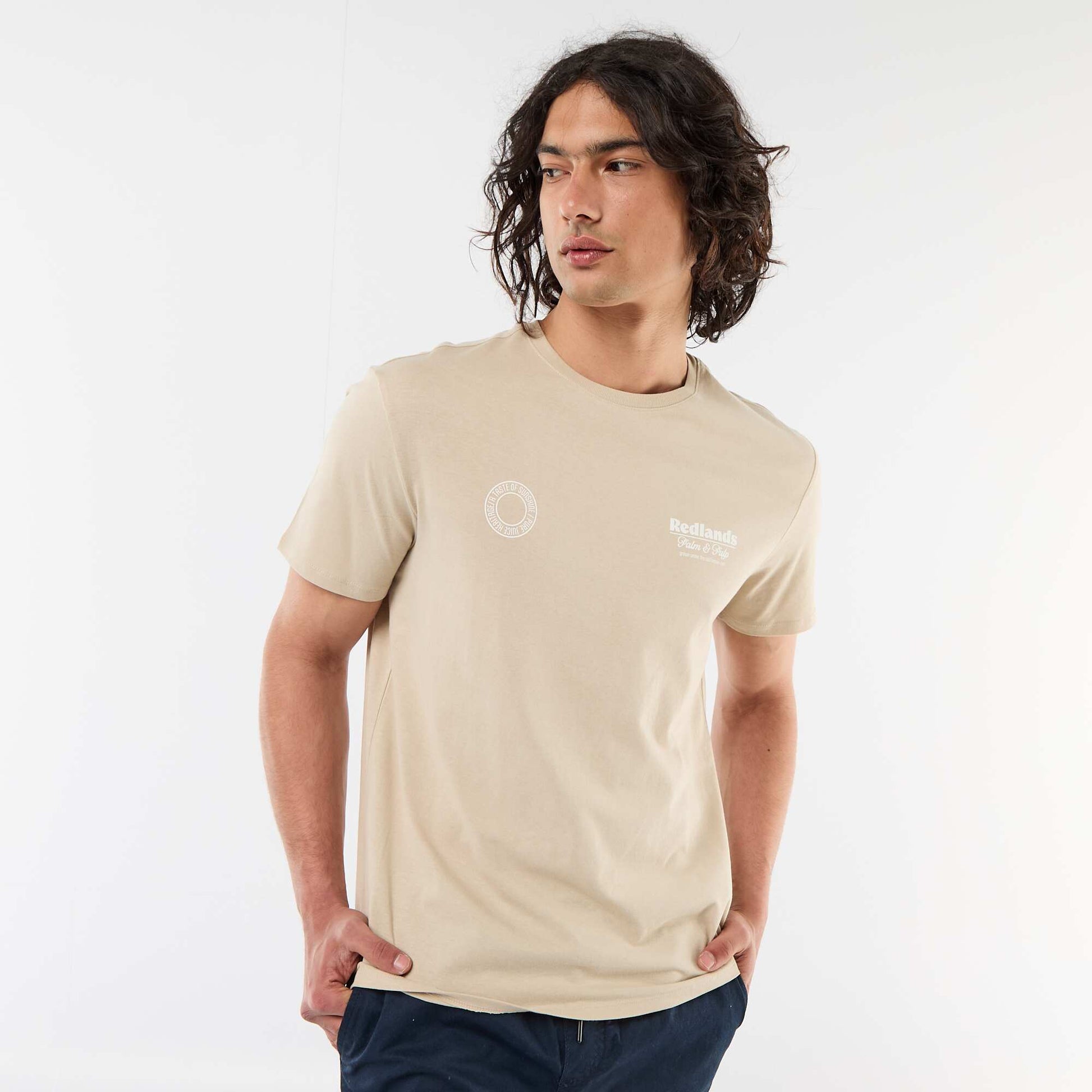 Tee-shirt imprimé recto/verso à manches courtes BEIGE