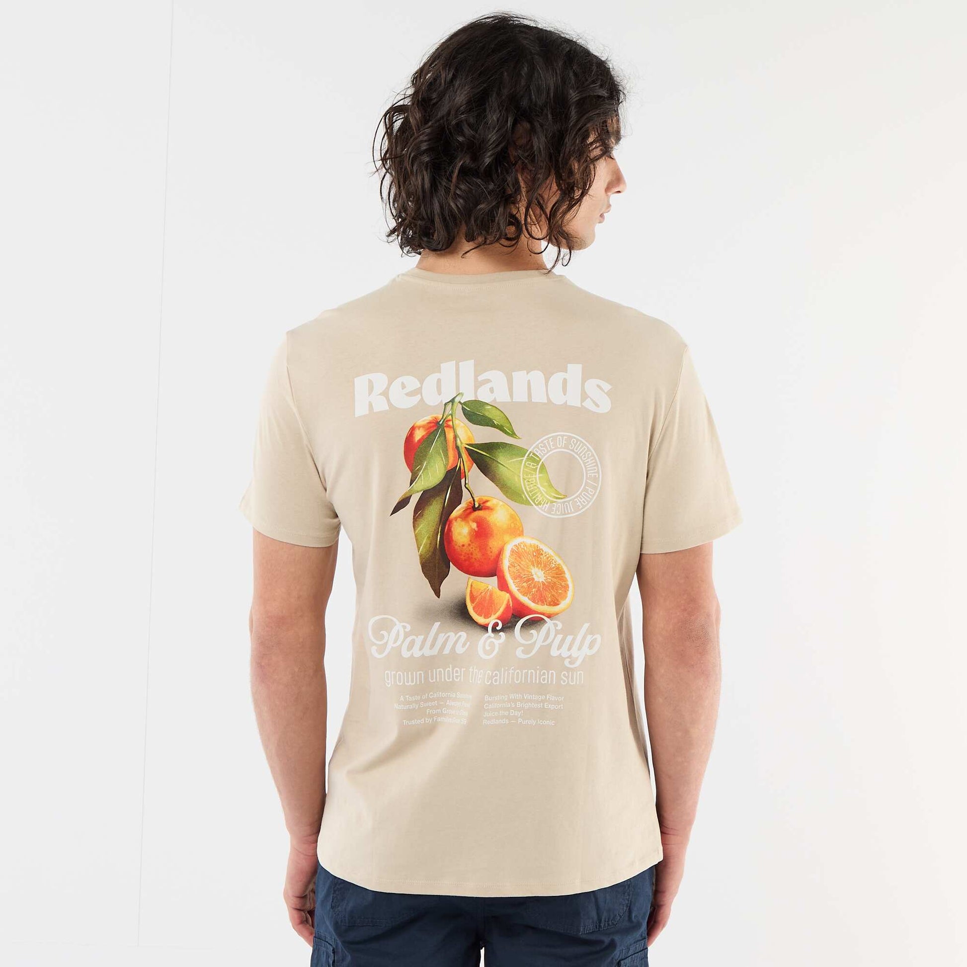 Tee-shirt imprimé recto/verso à manches courtes BEIGE