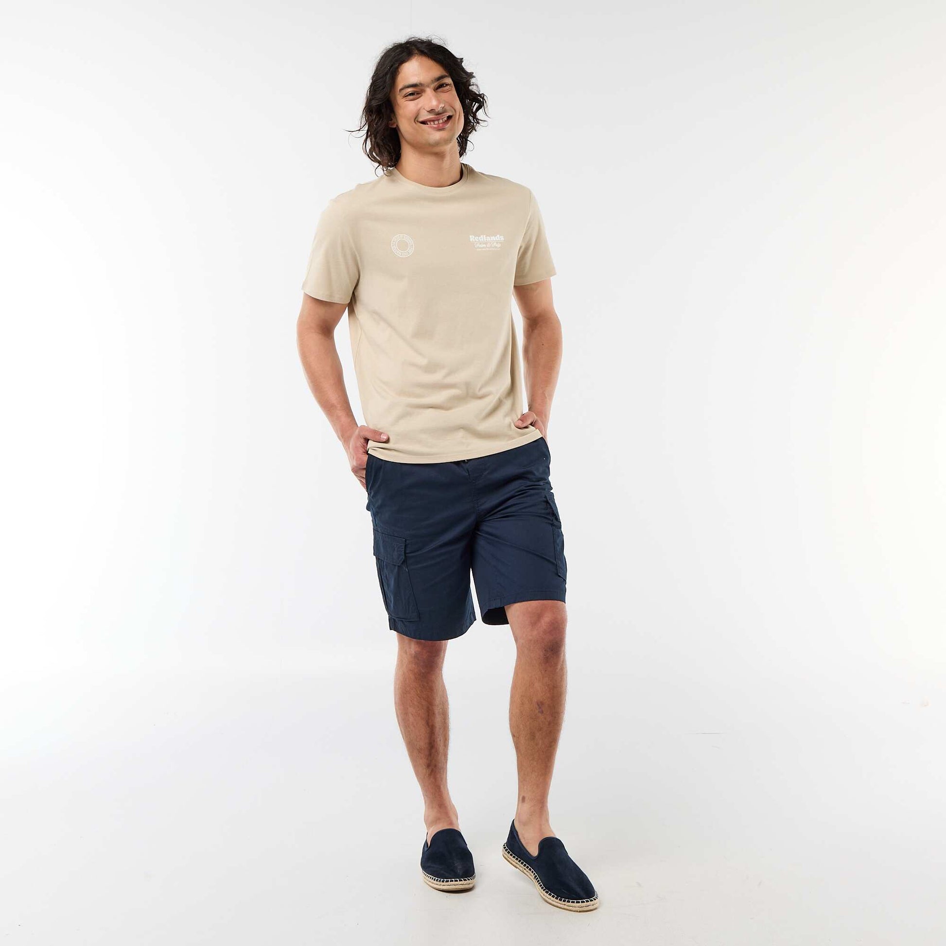 Tee-shirt imprimé recto/verso à manches courtes BEIGE