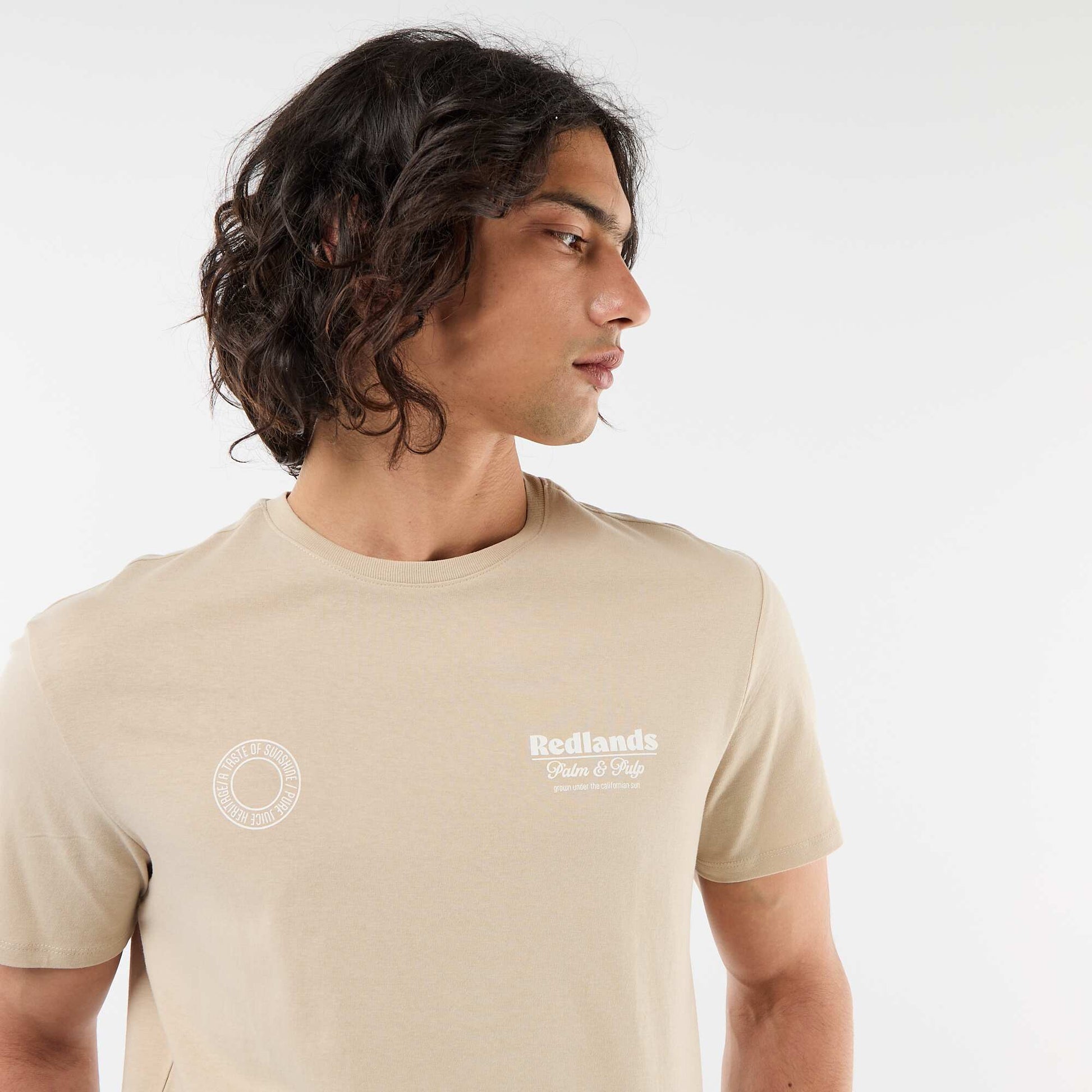Tee-shirt imprimé recto/verso à manches courtes BEIGE