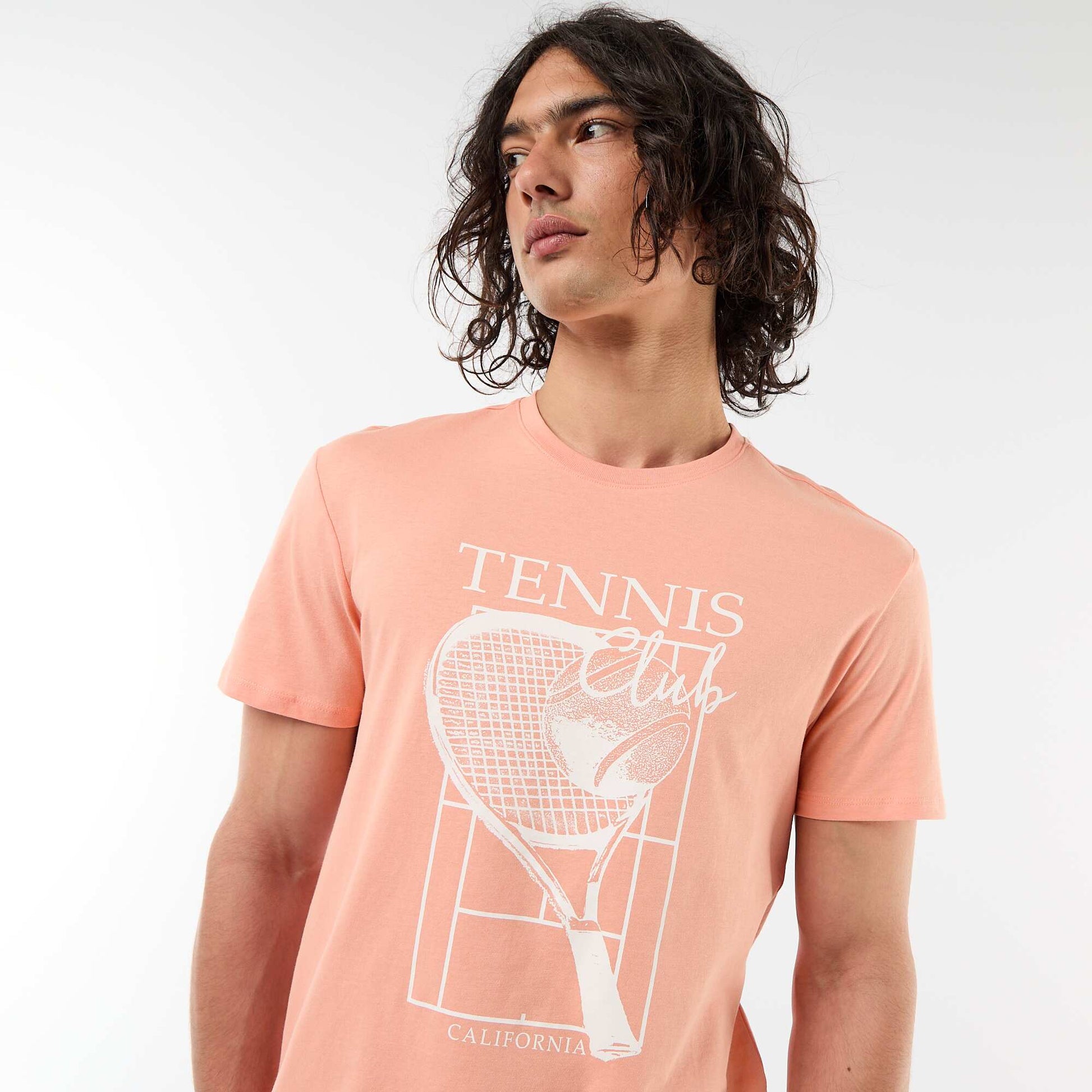 Tee-shirt imprimé recto/verso à manches courtes ORANGE