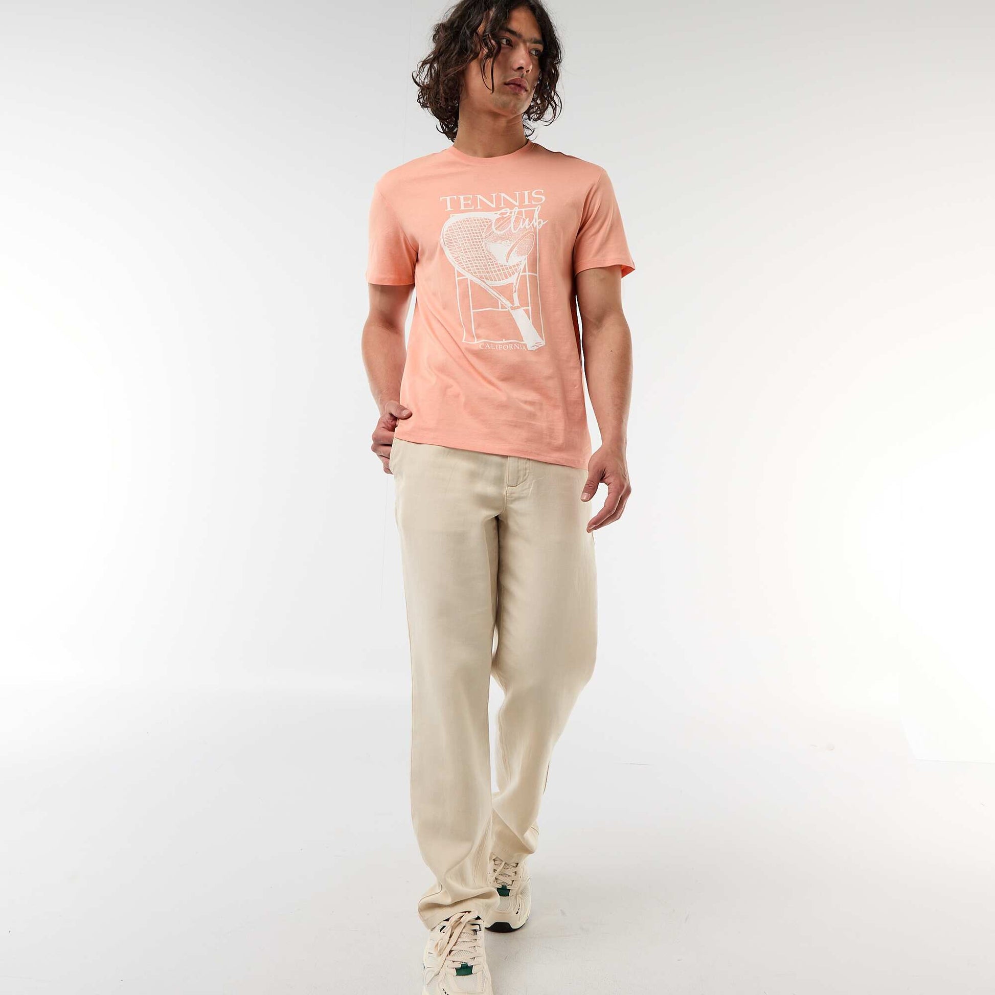Tee-shirt imprimé recto/verso à manches courtes ORANGE