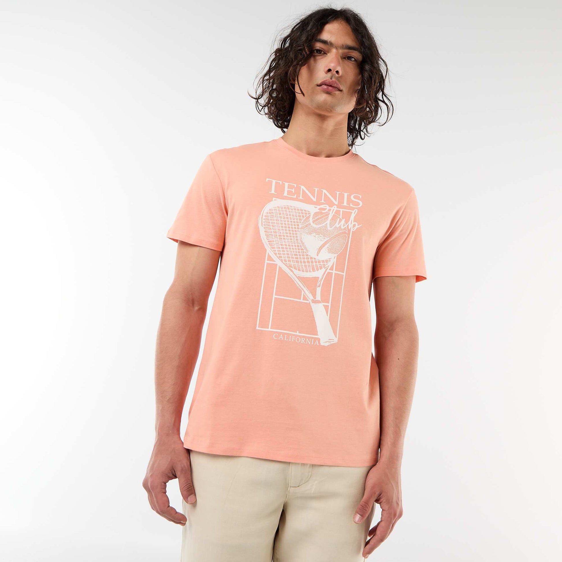 Tee-shirt imprimé recto/verso à manches courtes ORANGE