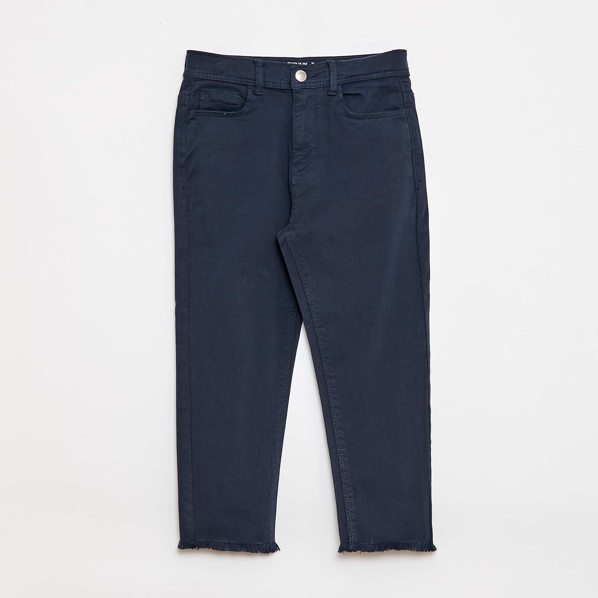 Pantacourt en jean avec franges BLEU