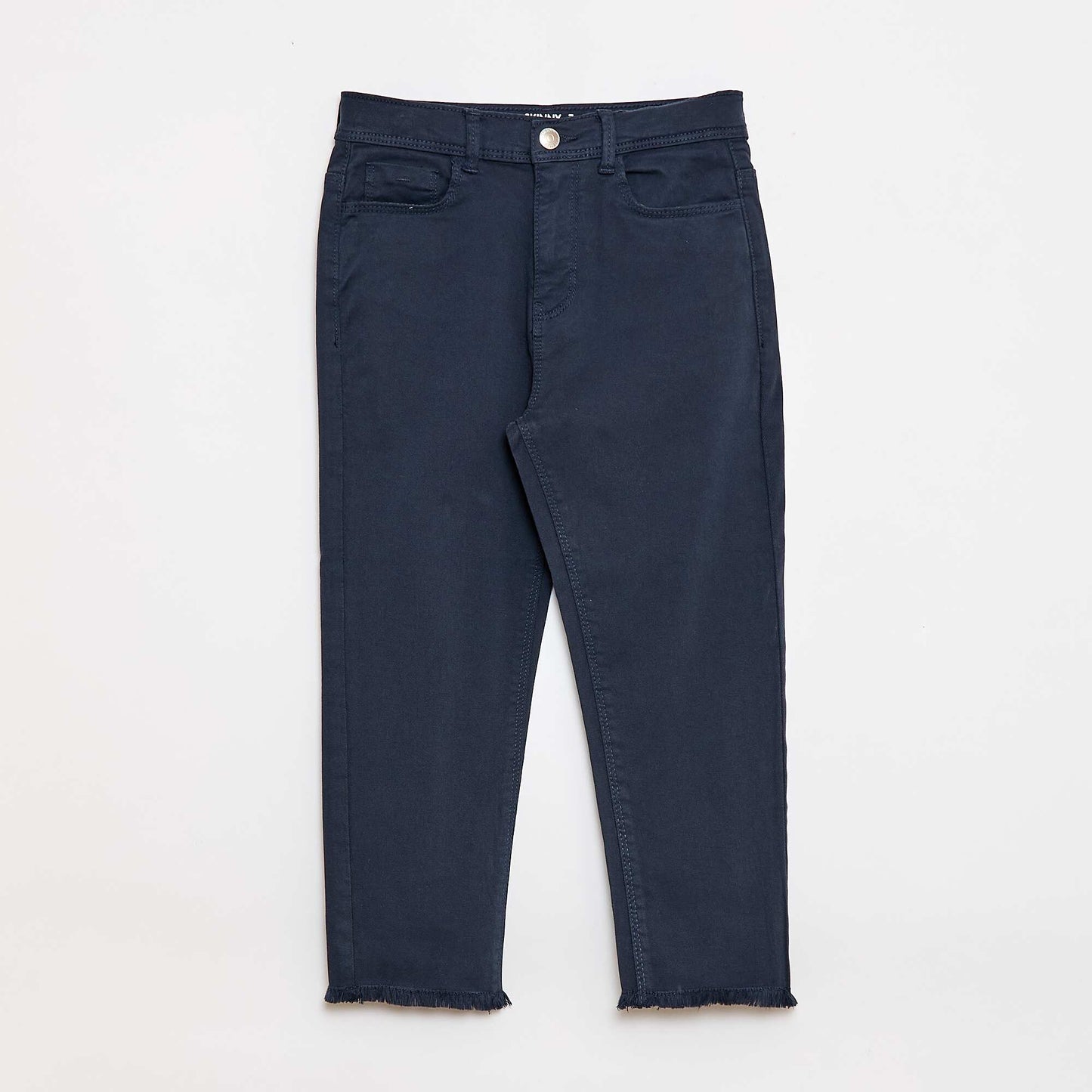 Pantacourt en jean avec franges BLEU