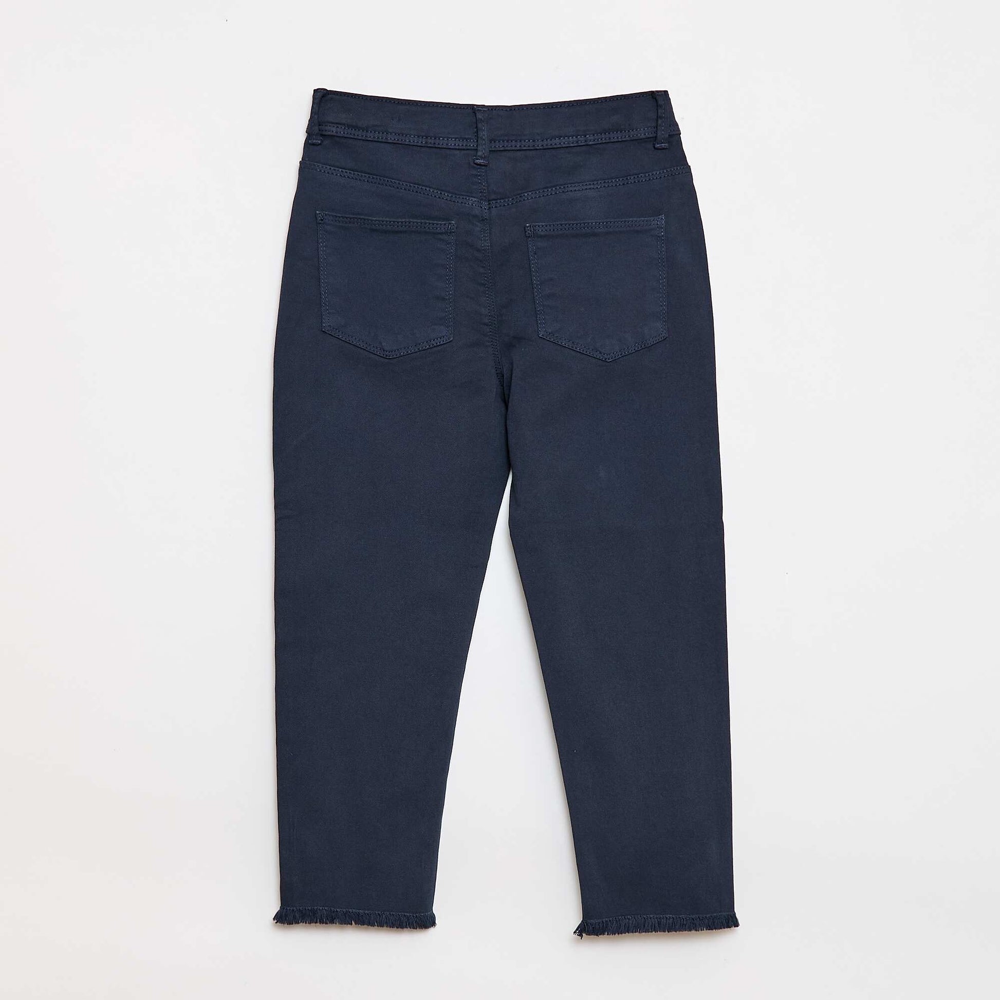 Pantacourt en jean avec franges BLEU