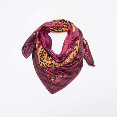 Large foulard carré à motif MARRON