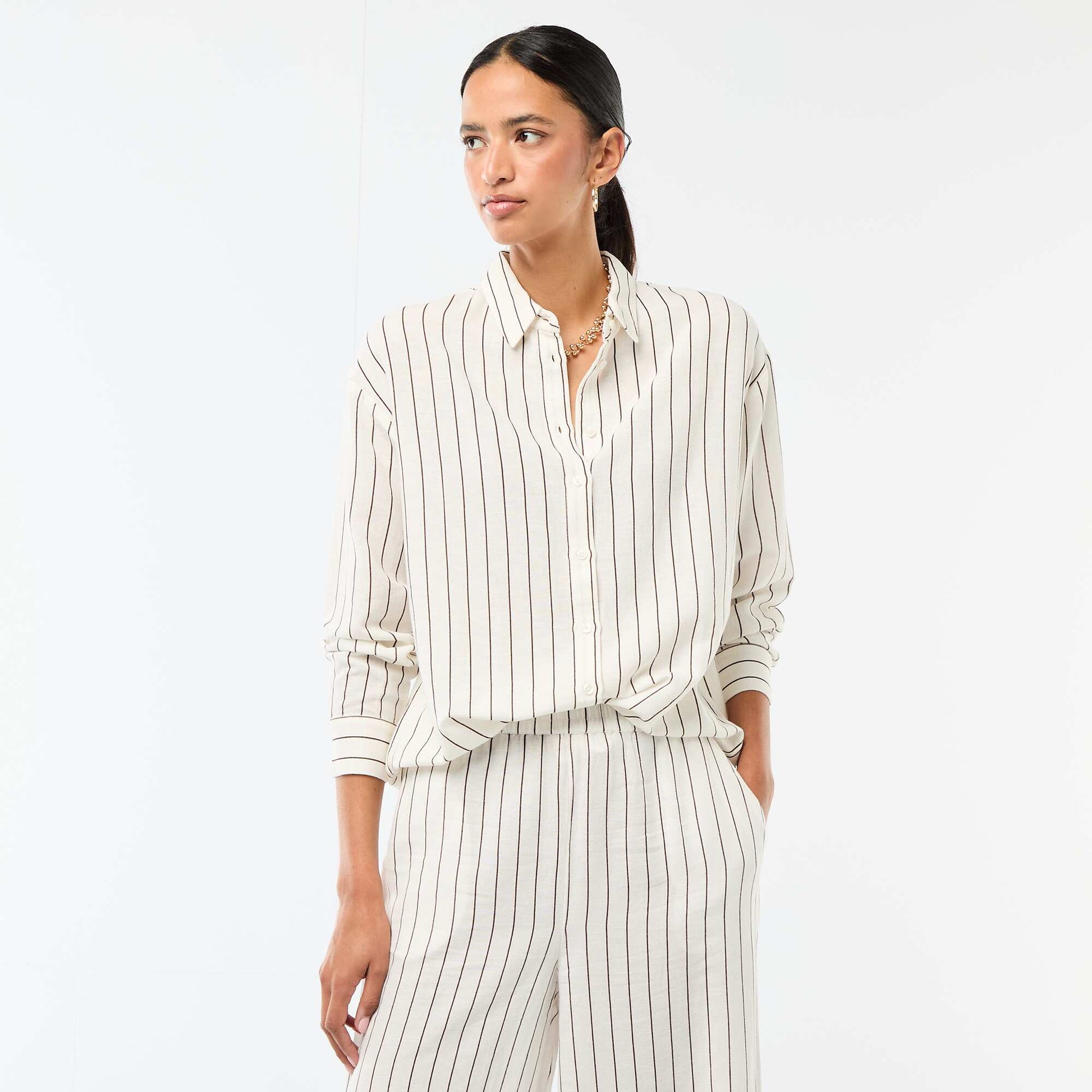 Chemise en lin mélangé BLANC