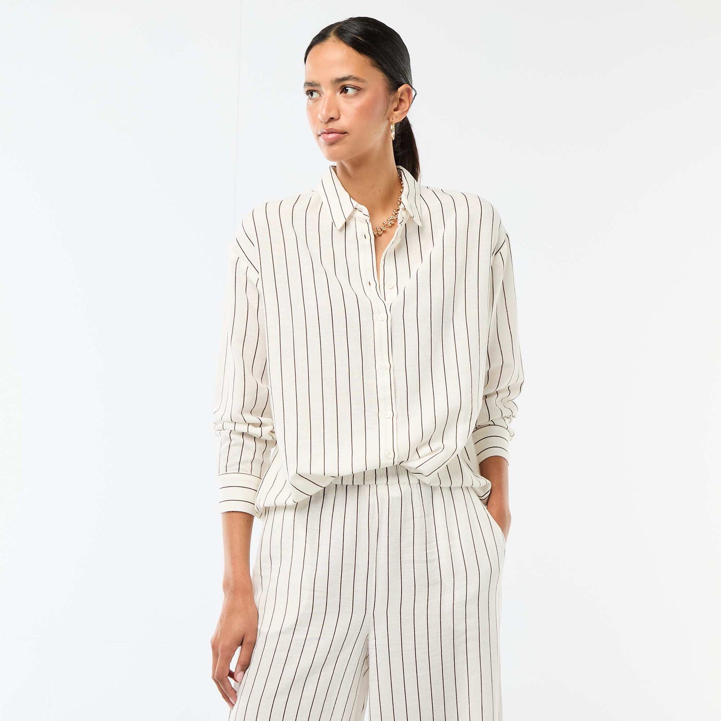 Chemise en lin mélangé BLANC