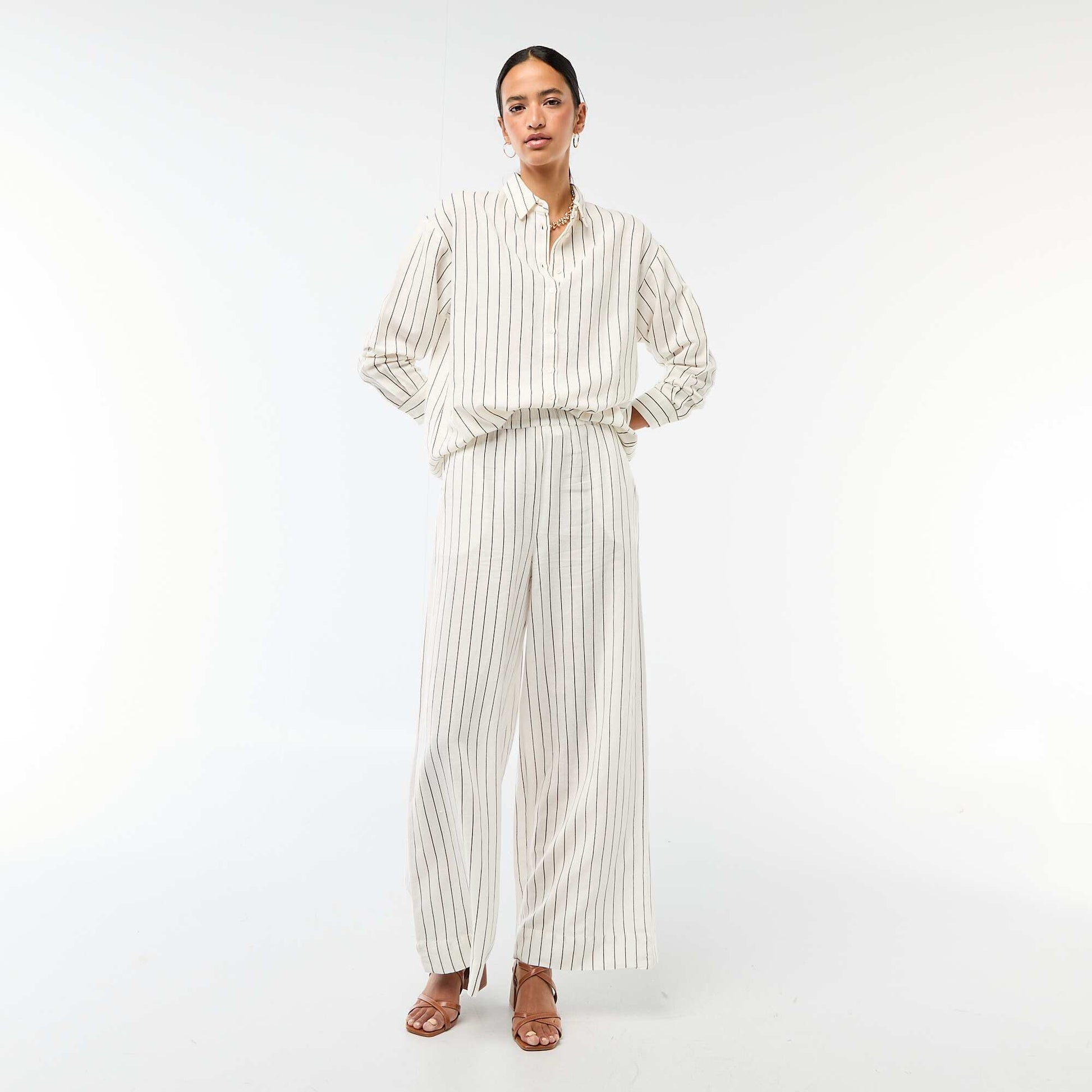 Chemise en lin mélangé BLANC