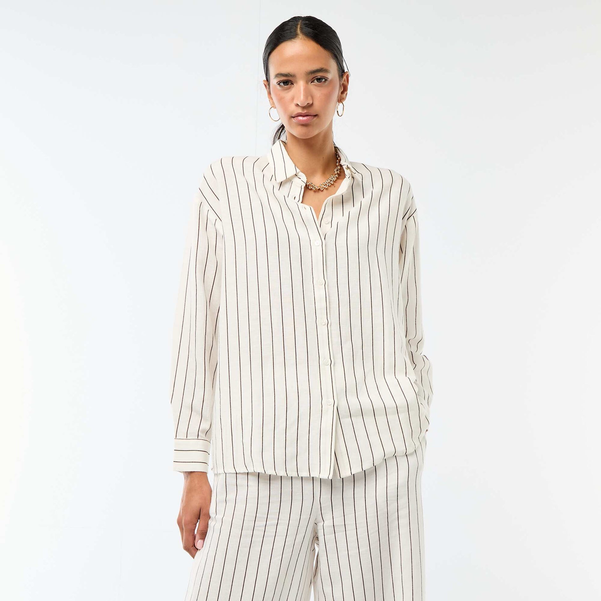 Chemise en lin mélangé BLANC