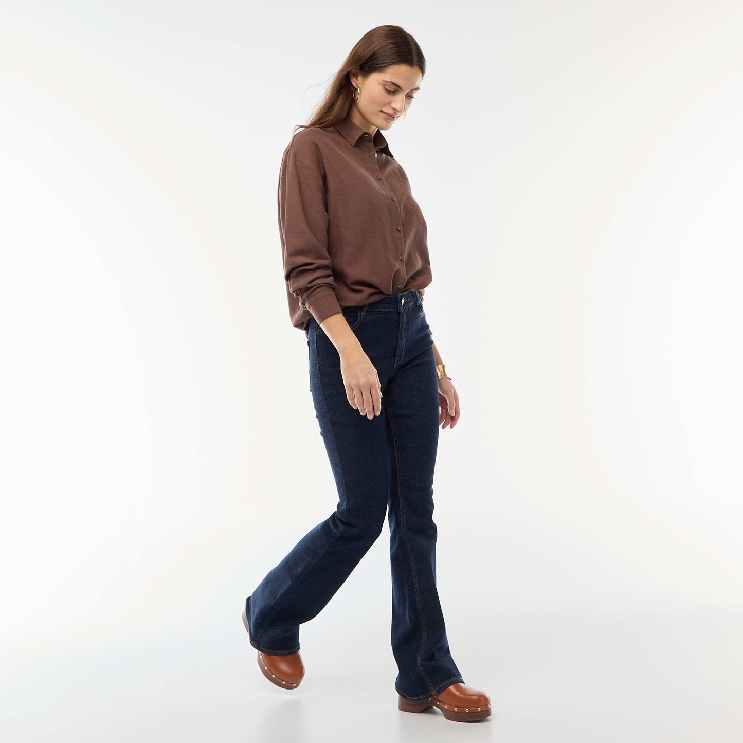 Chemise en lin mélangé MARRON