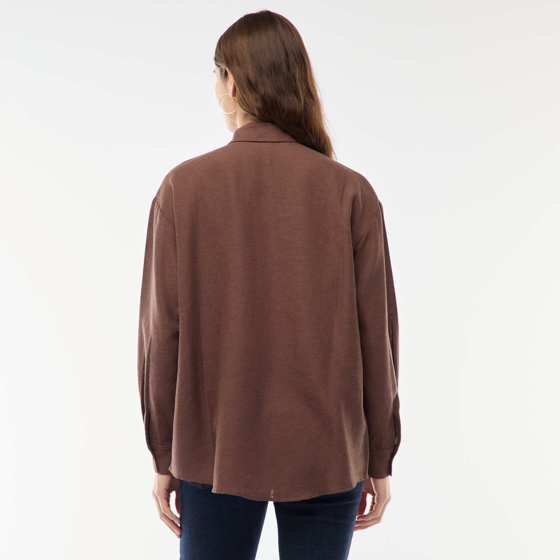 Chemise en lin mélangé MARRON