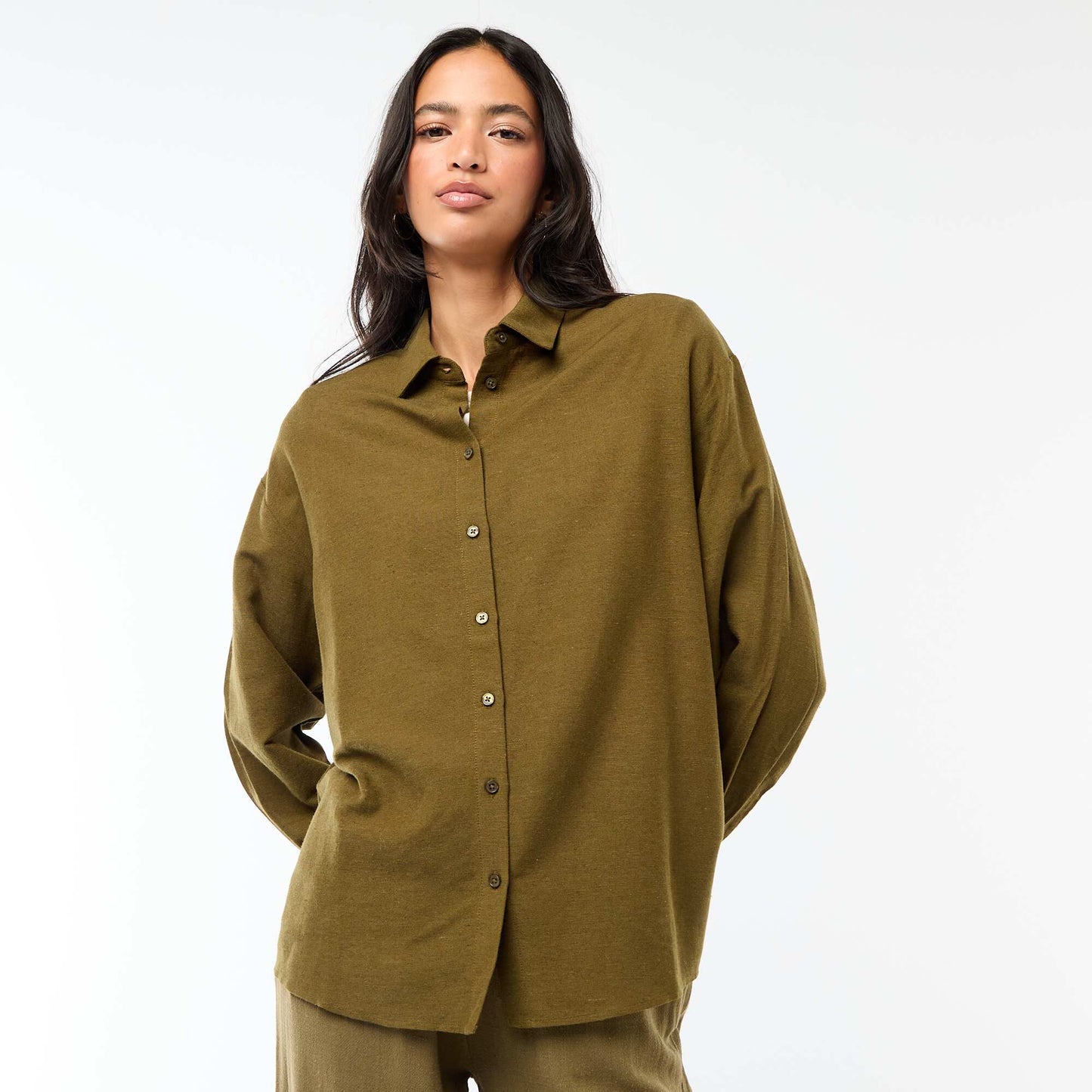 Chemise en lin mélangé KAKI