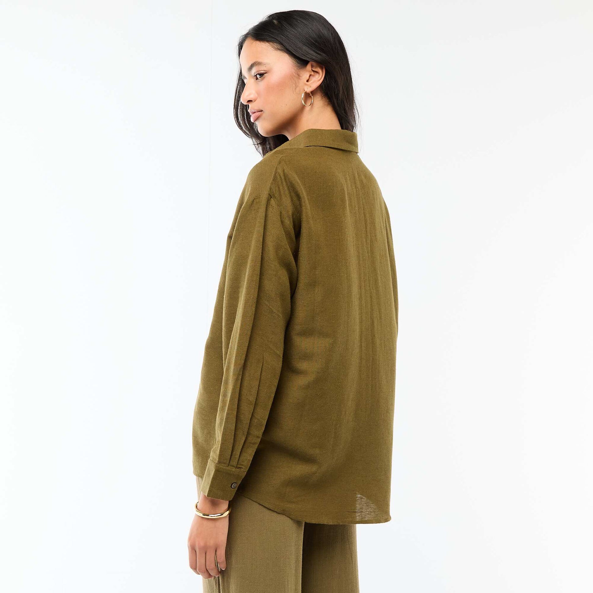 Chemise en lin mélangé KAKI