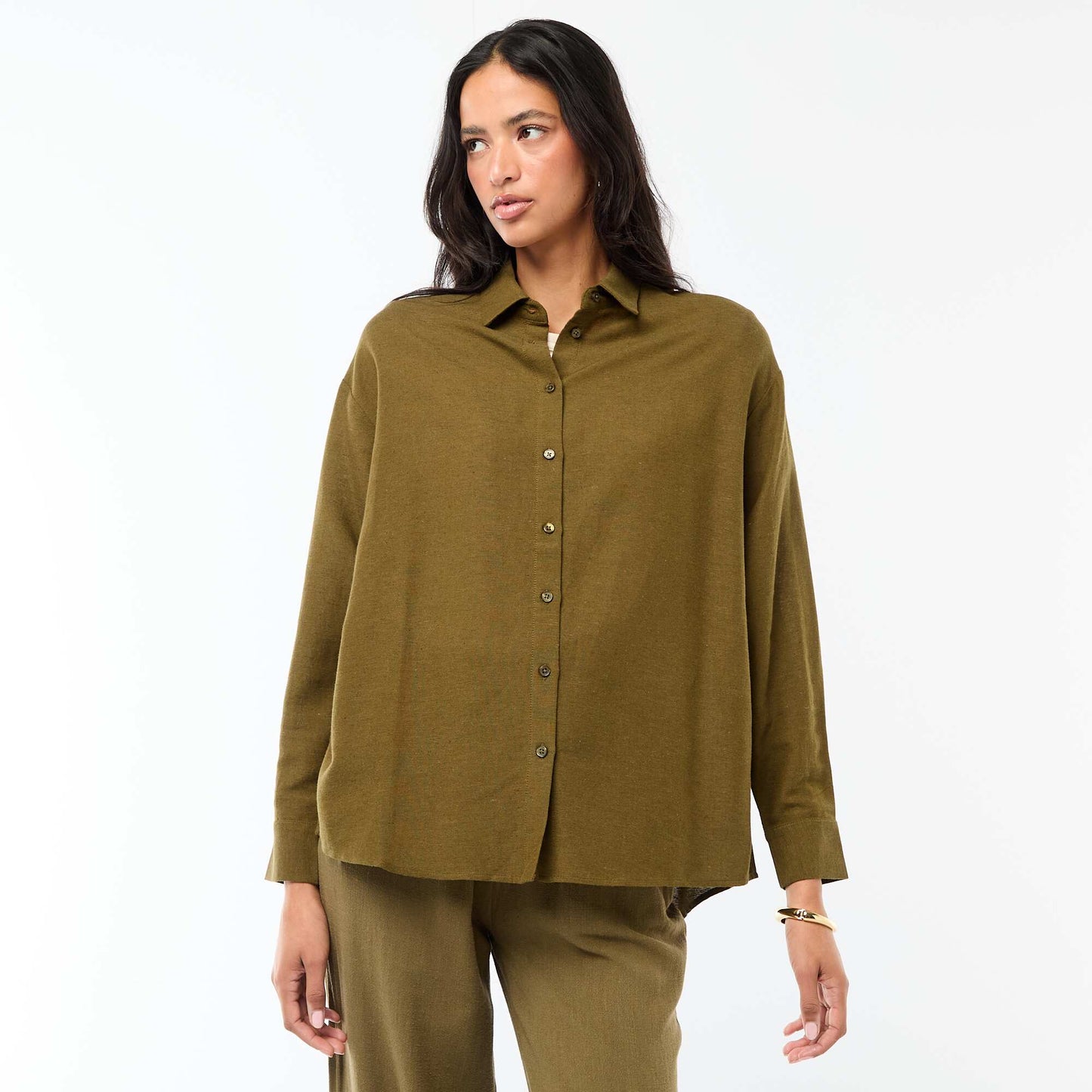 Chemise en lin mélangé KAKI