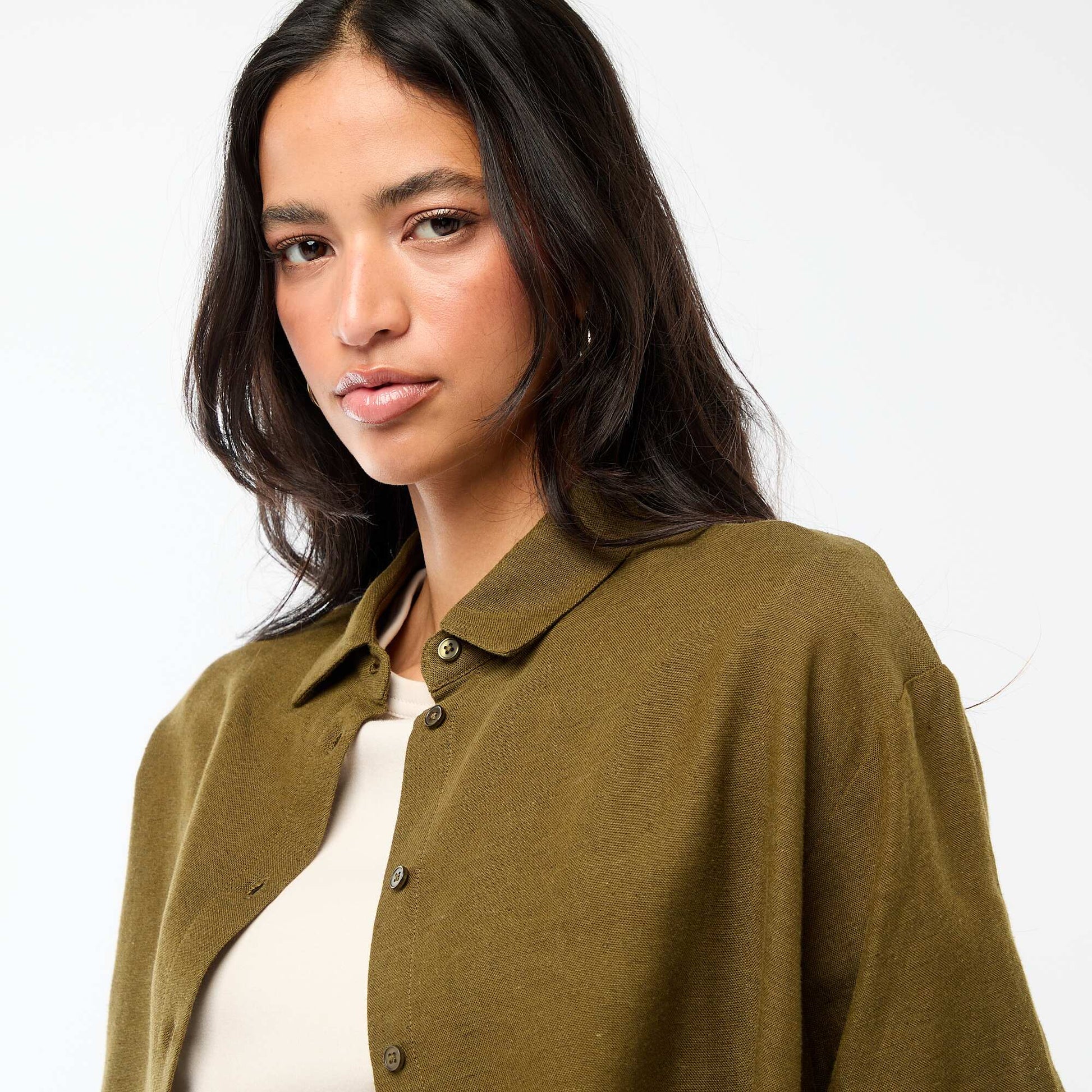 Chemise en lin mélangé KAKI