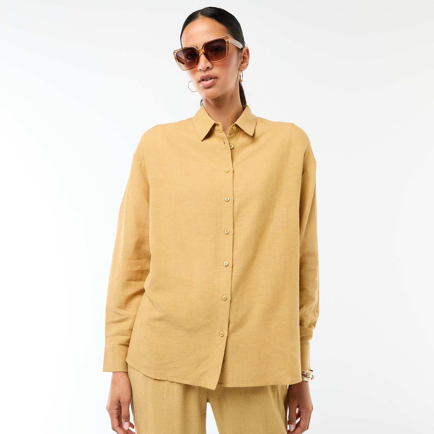 Chemise en lin mélangé VERT