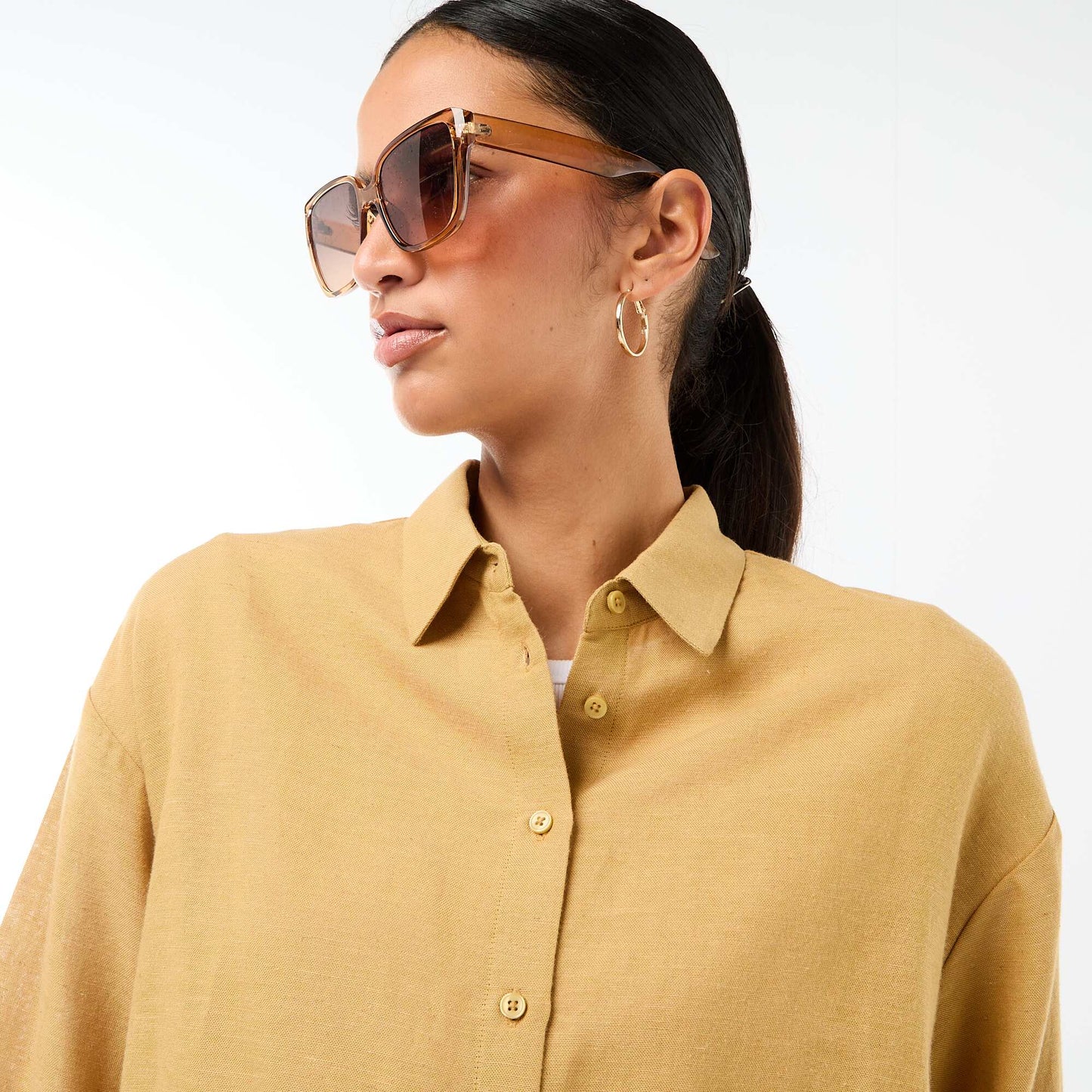 Chemise en lin mélangé VERT