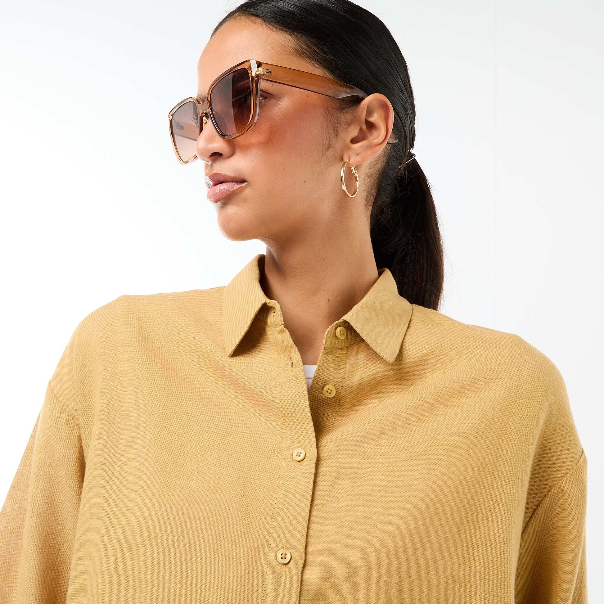 Chemise en lin mélangé VERT