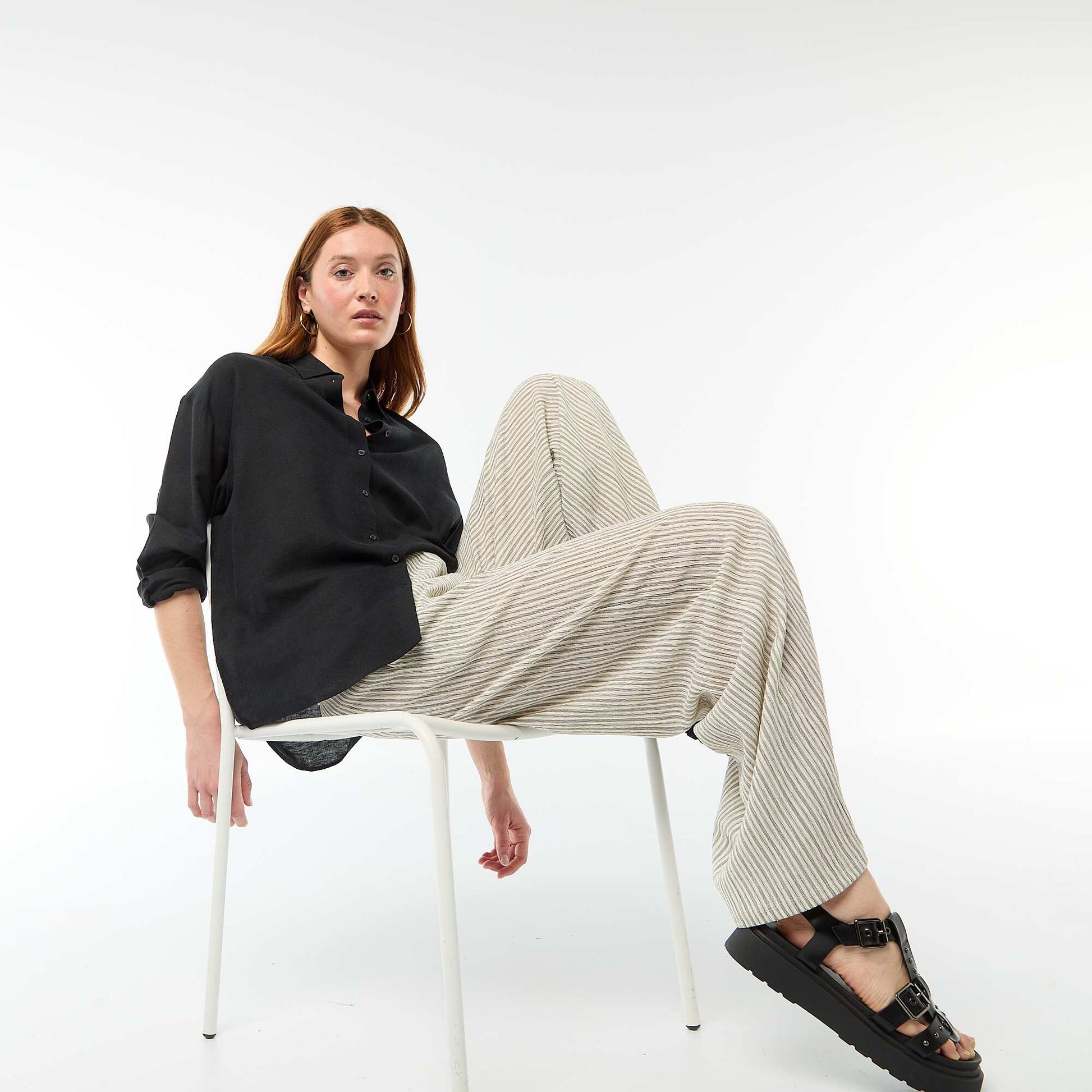 Chemise en lin mélangé NOIR