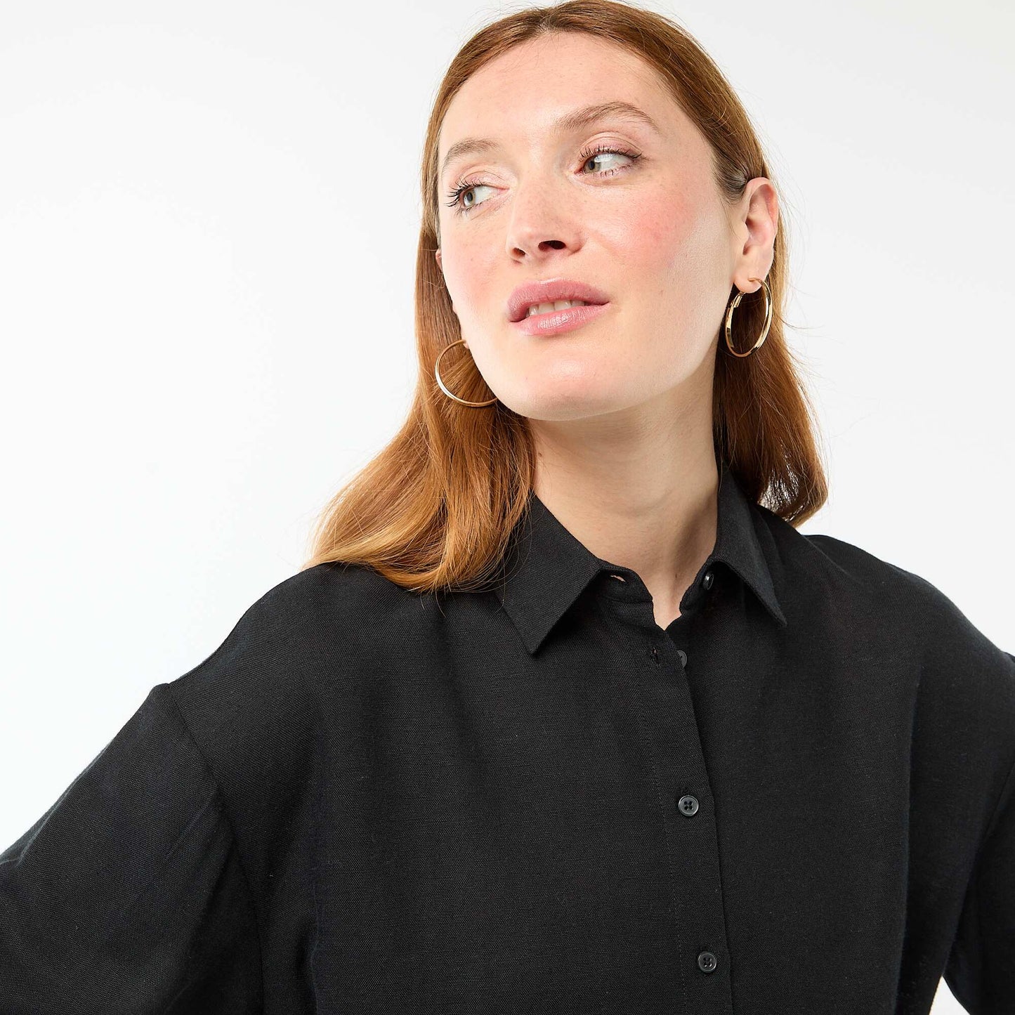 Chemise en lin mélangé NOIR