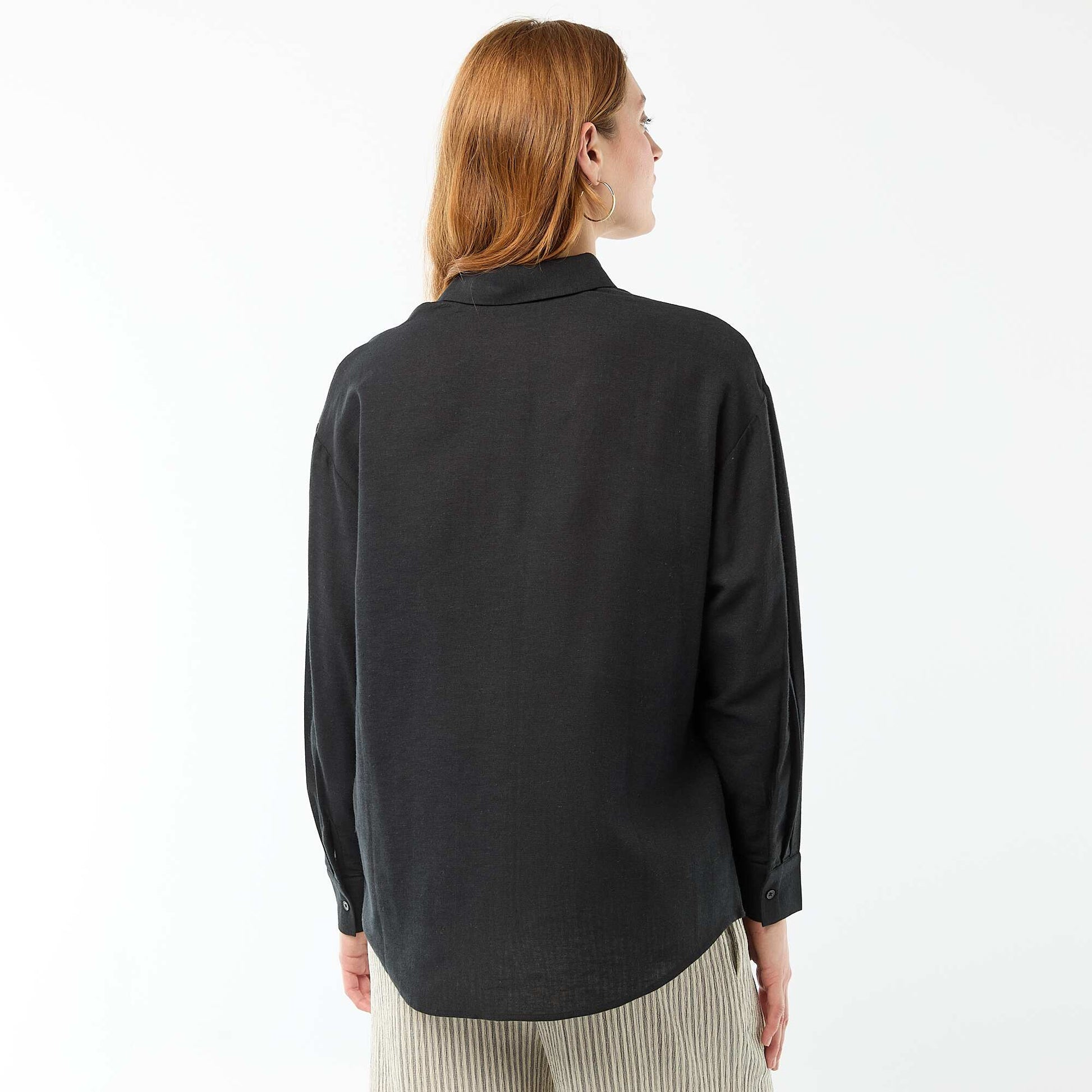 Chemise en lin mélangé NOIR