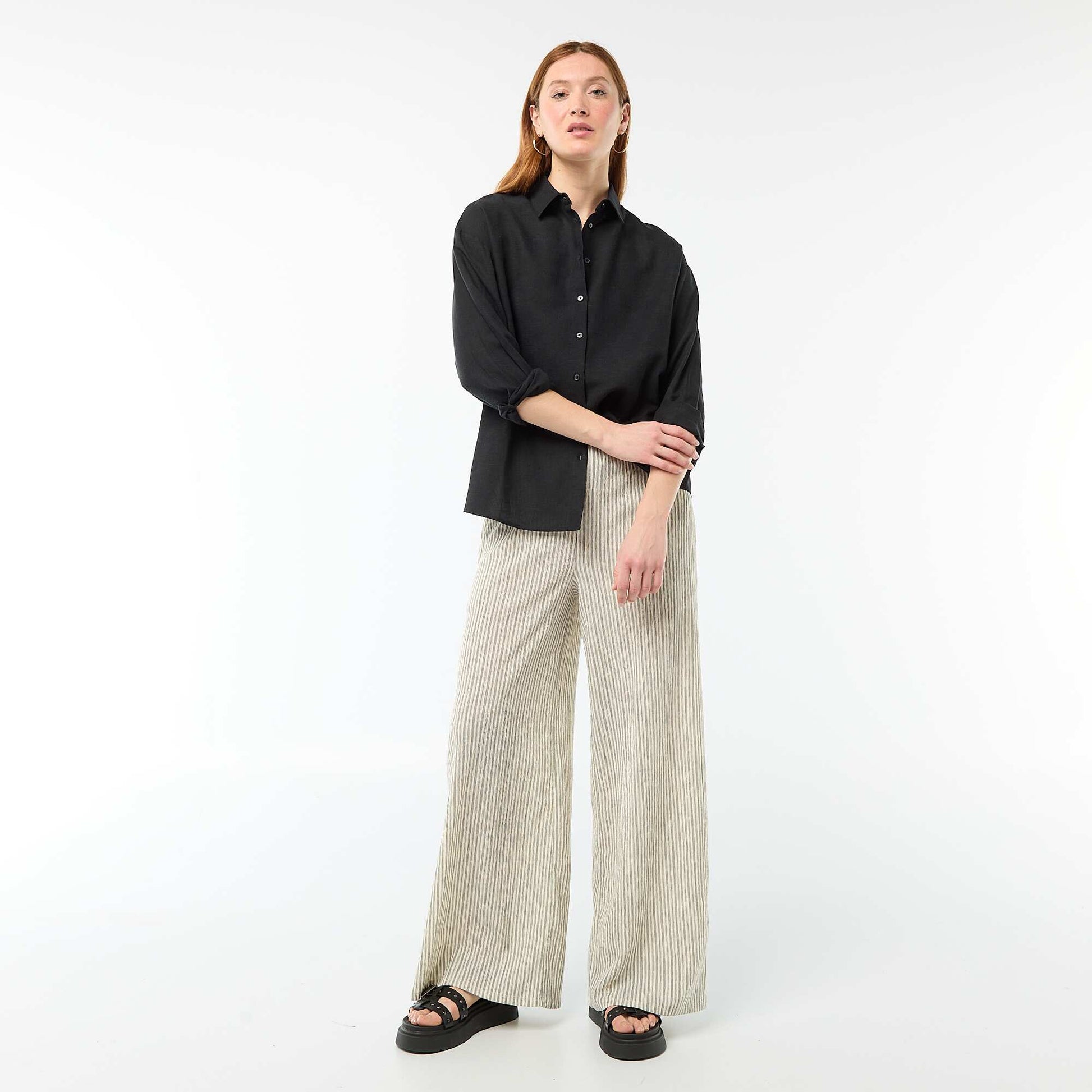 Chemise en lin mélangé NOIR