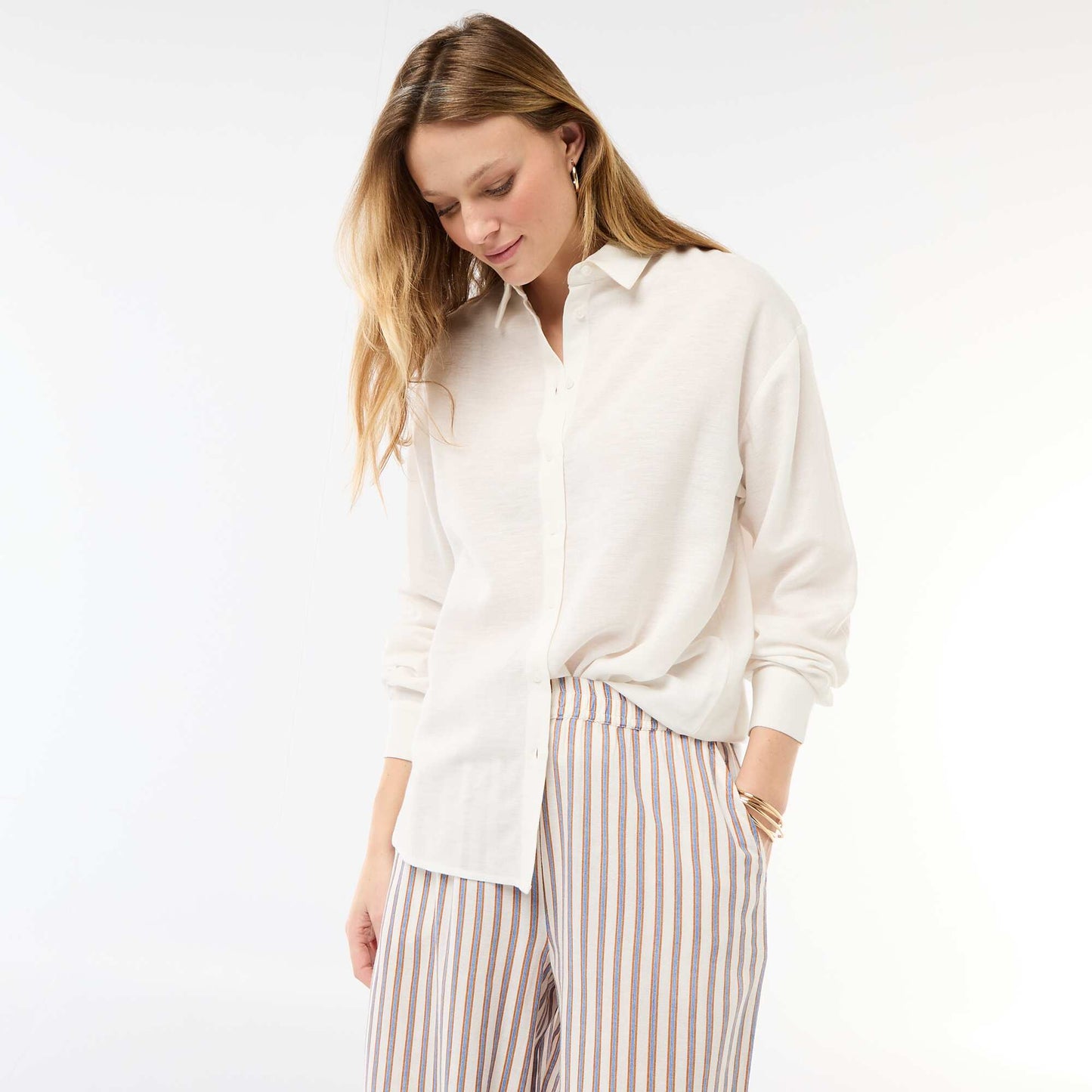 Chemise en lin mélangé BLANC