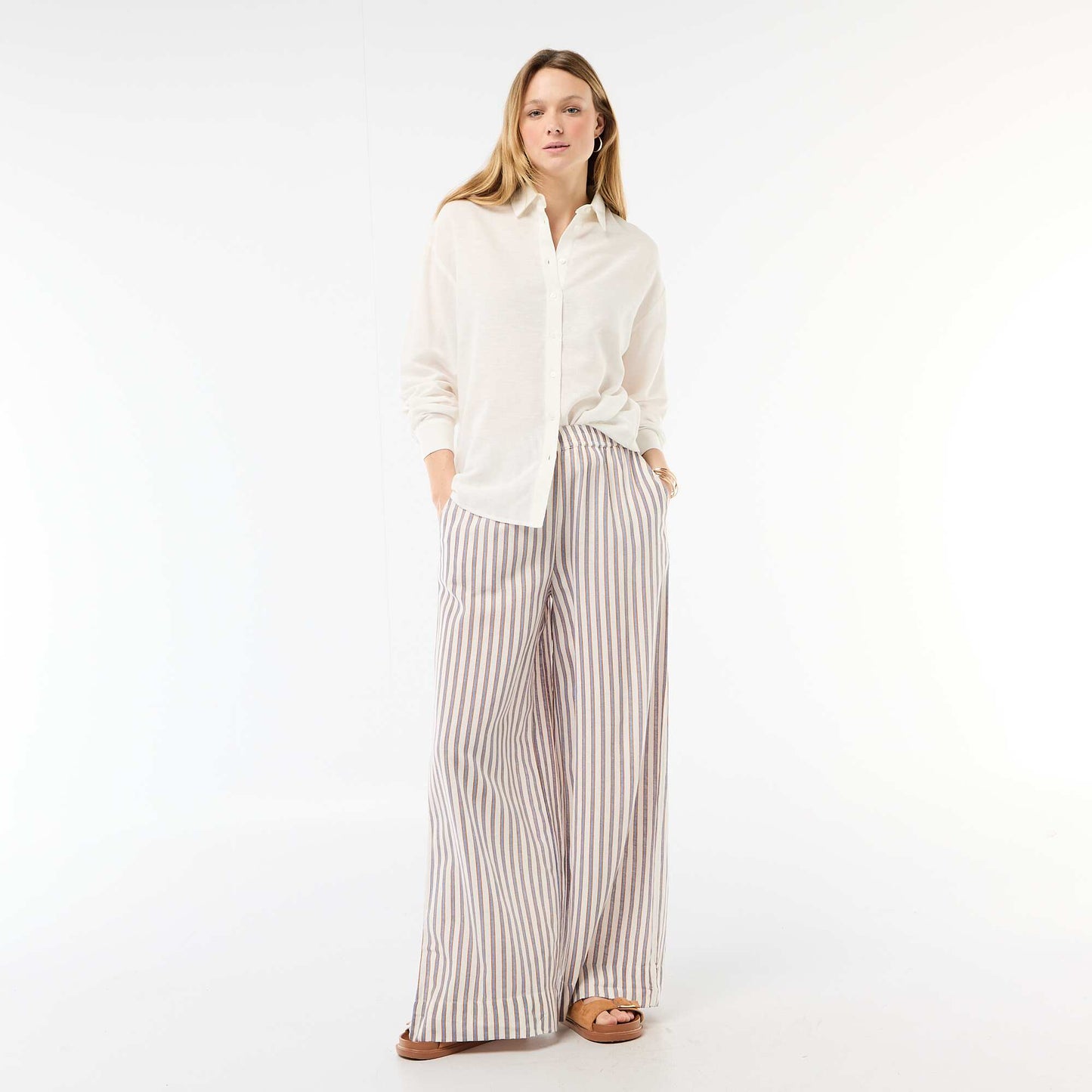 Chemise en lin mélangé BLANC