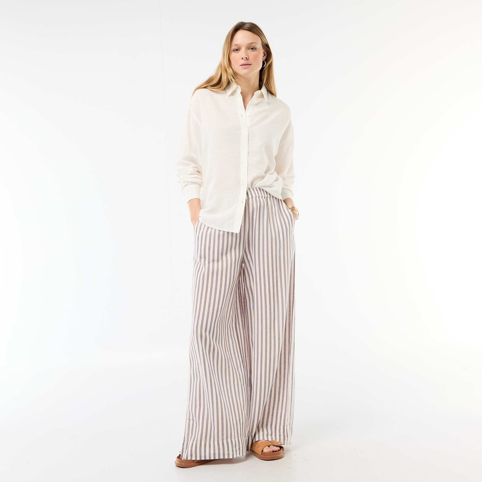 Chemise en lin mélangé BLANC