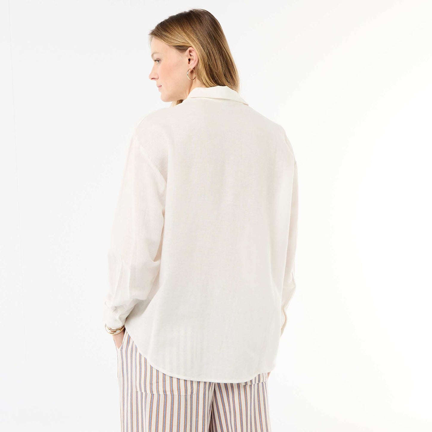 Chemise en lin mélangé BLANC