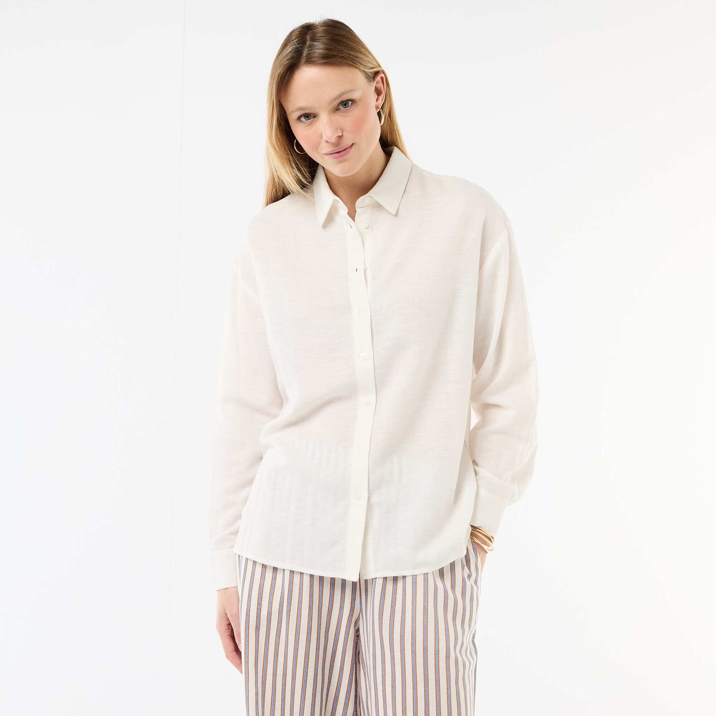 Chemise en lin mélangé BLANC