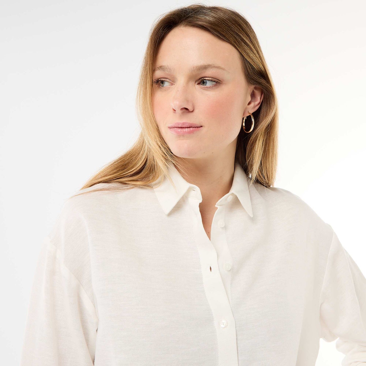 Chemise en lin mélangé BLANC