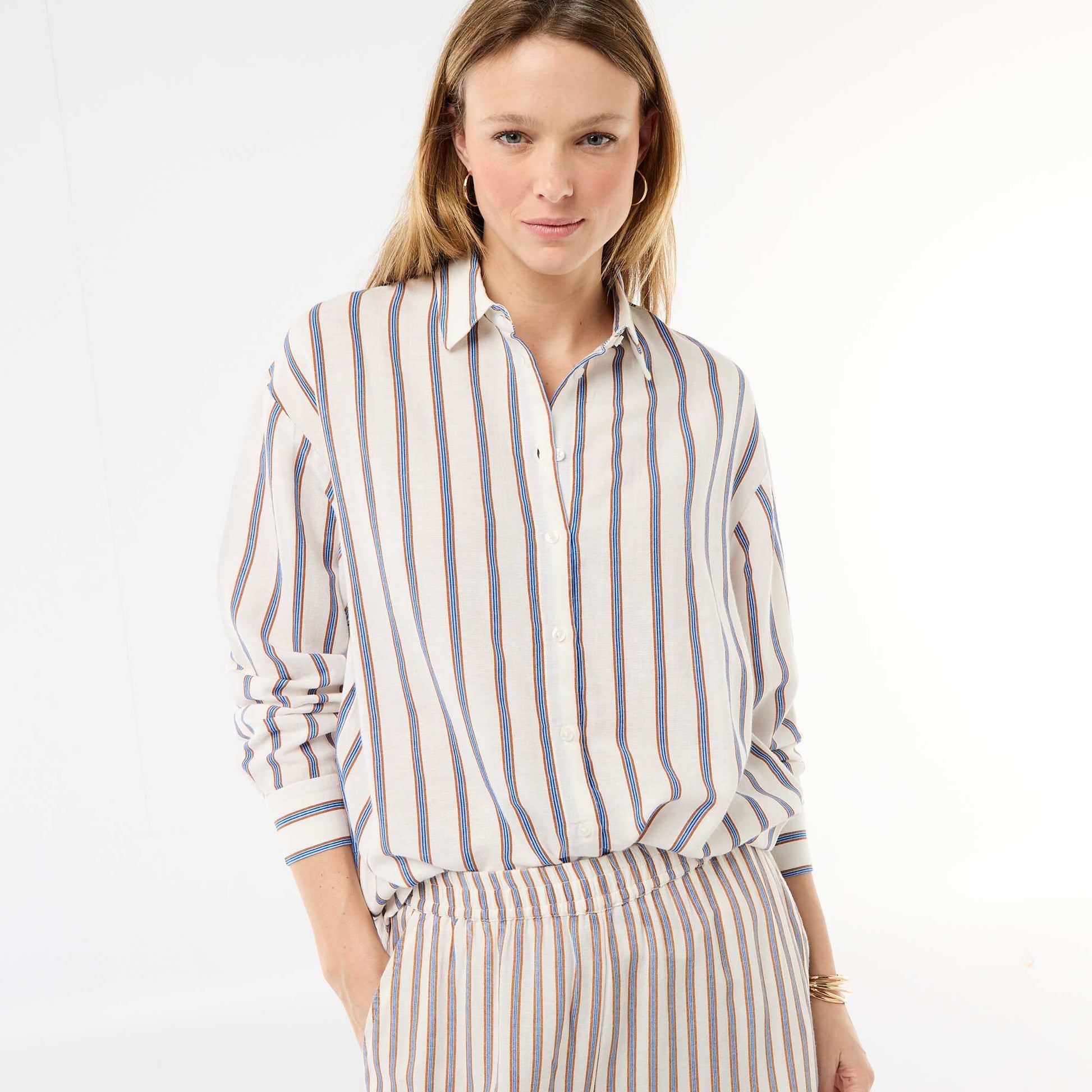 Chemise en lin mélangé BEIGE