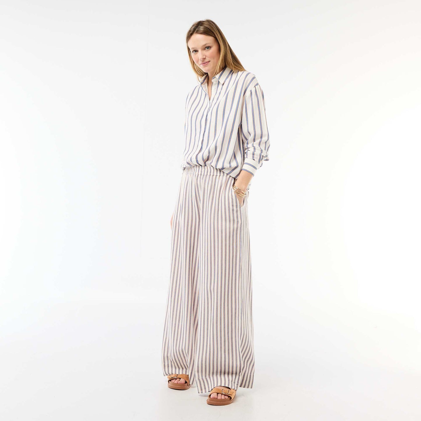 Chemise en lin mélangé BEIGE
