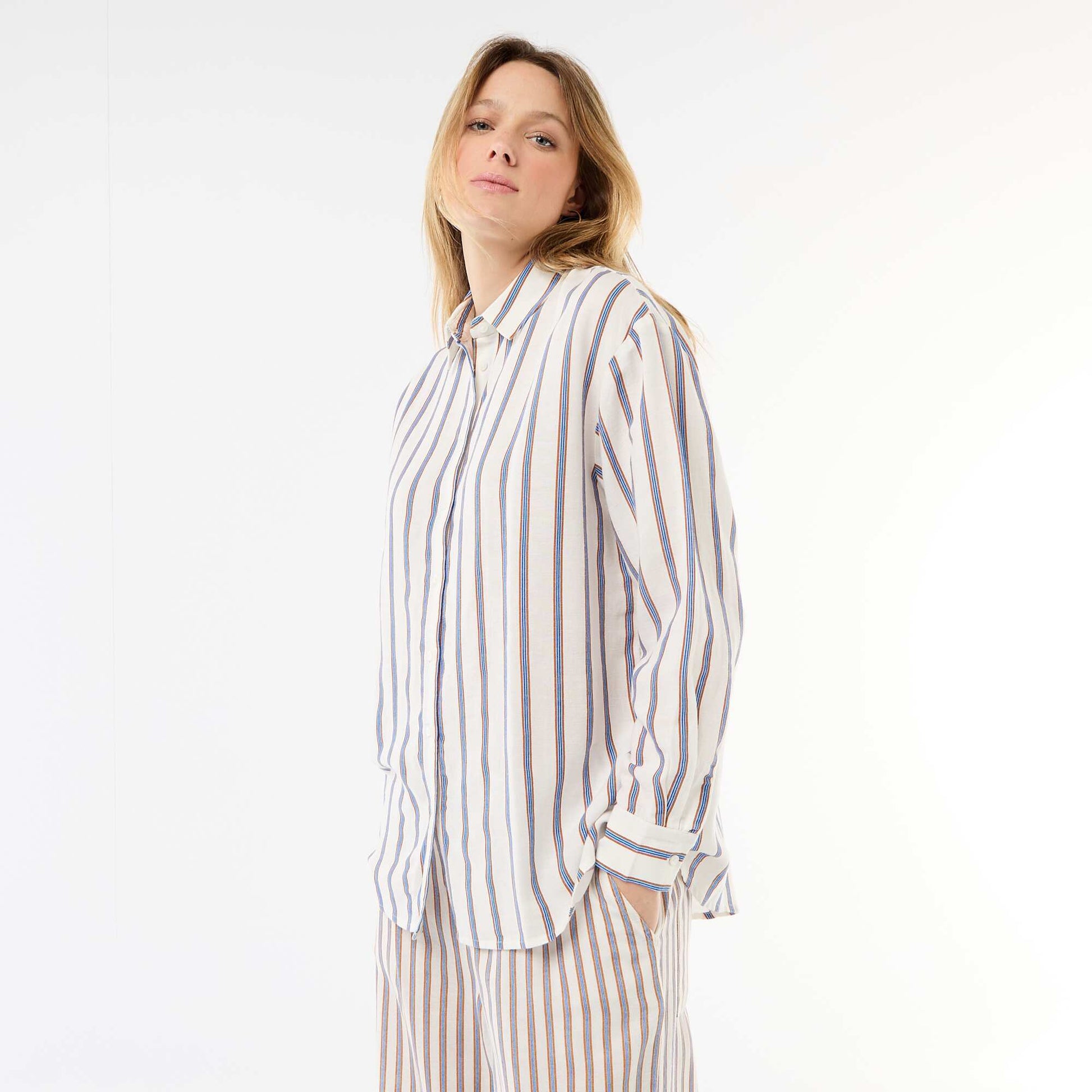 Chemise en lin mélangé BEIGE