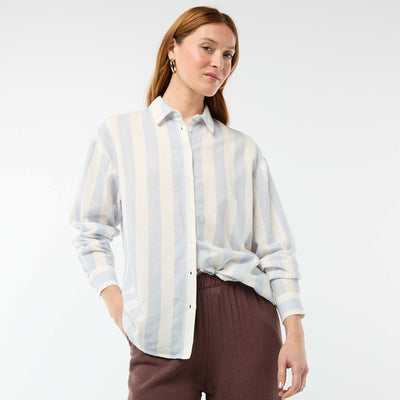 Chemise en lin mélangé BLEU