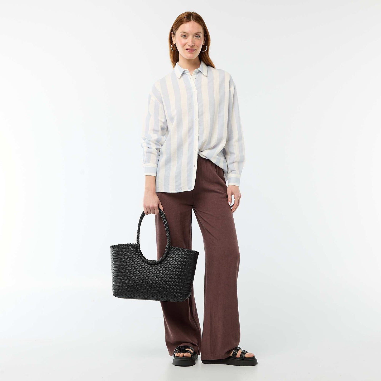 Chemise en lin mélangé BLEU