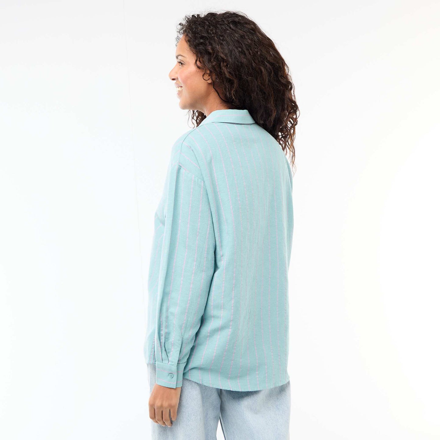 Chemise en lin mélangé BLEU