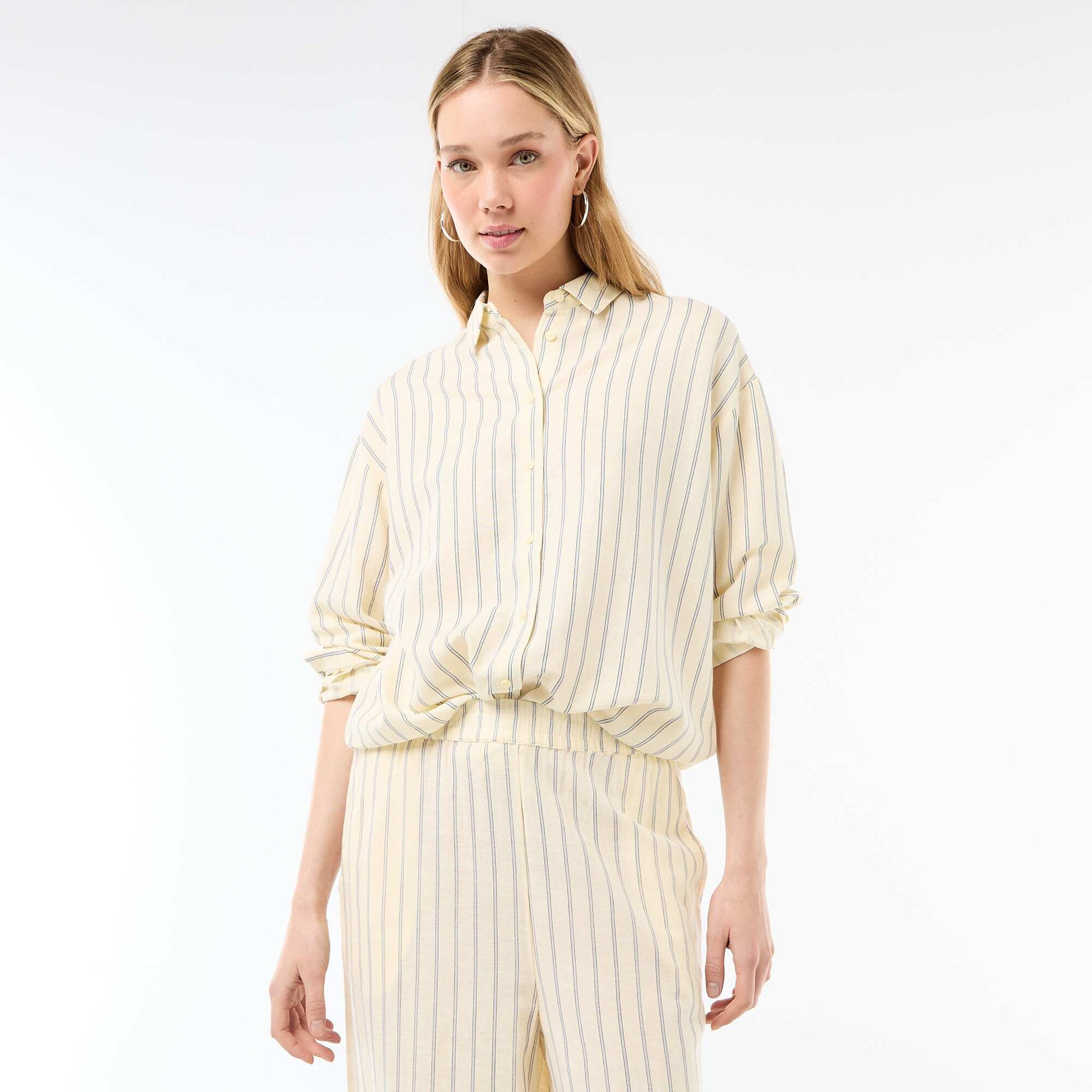 Chemise en lin mélangé JAUNE