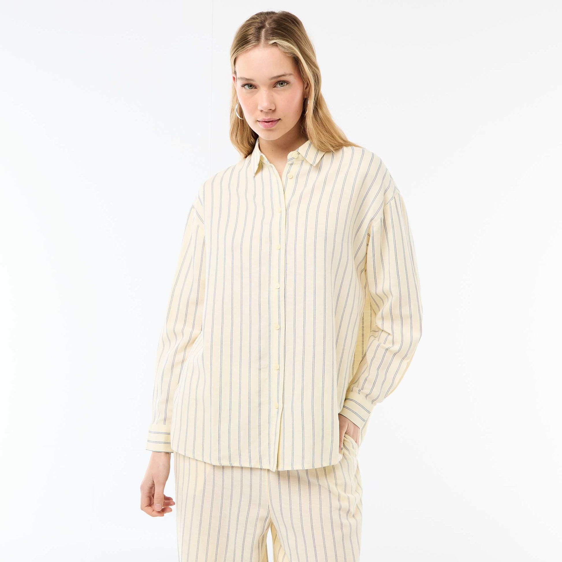 Chemise en lin mélangé JAUNE