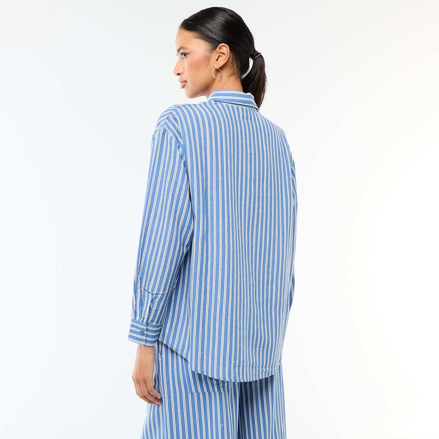 Chemise en lin mélangé BLEU