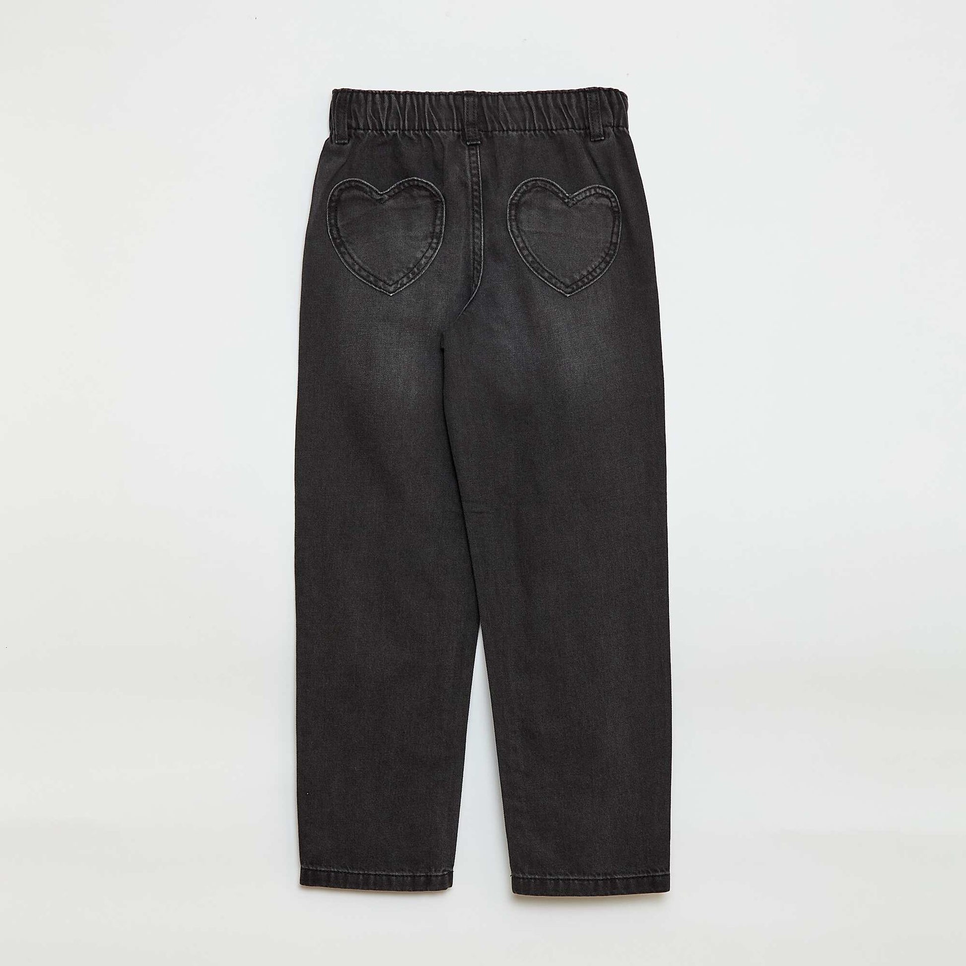 Jean mom avec poches en forme de cœur NOIR